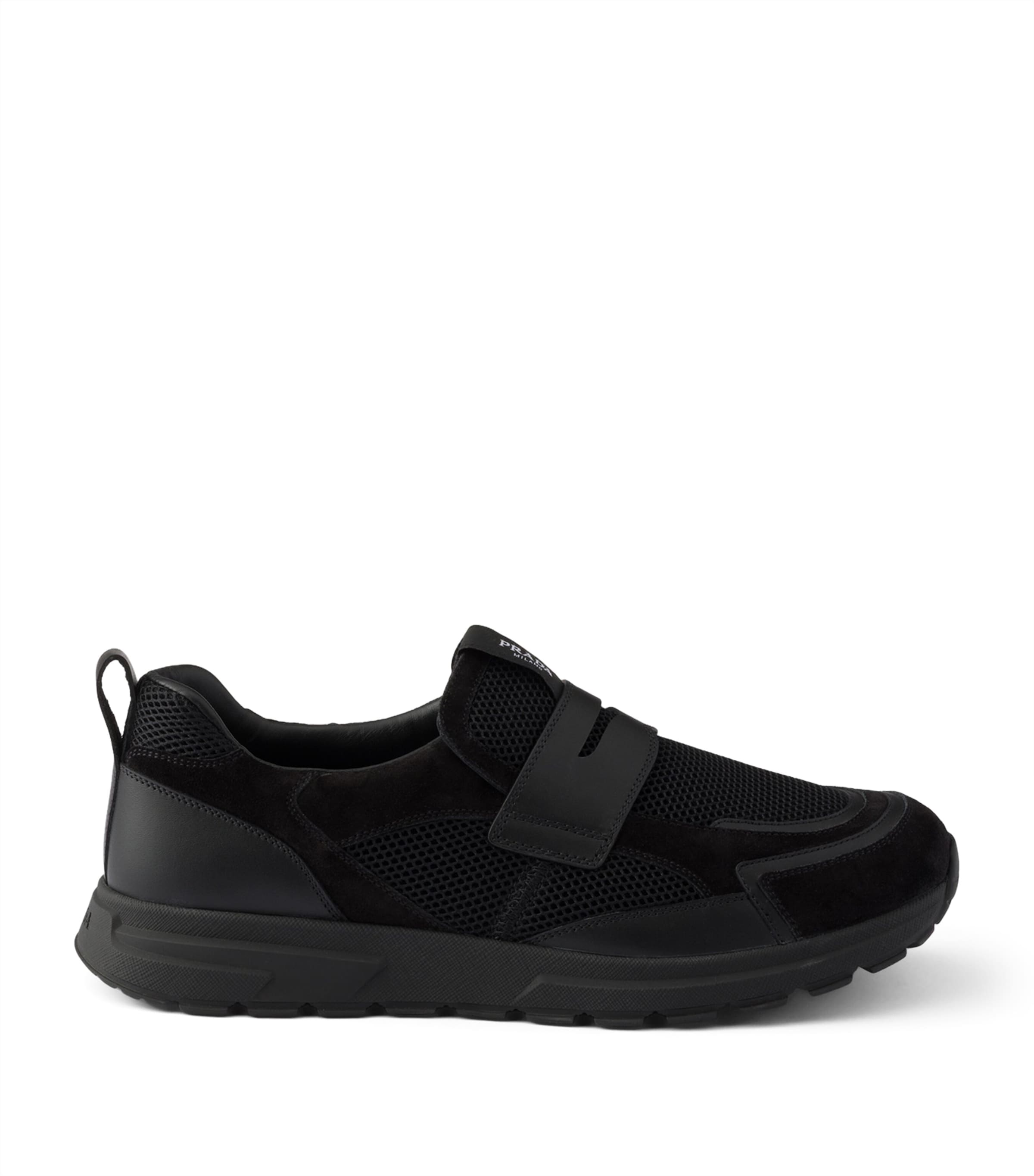 Prada Leather-Mesh Sneakers Black