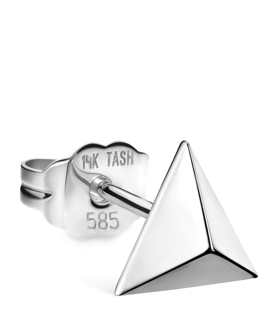 White Gold Faceted Triangle Stud Earring (7mm)