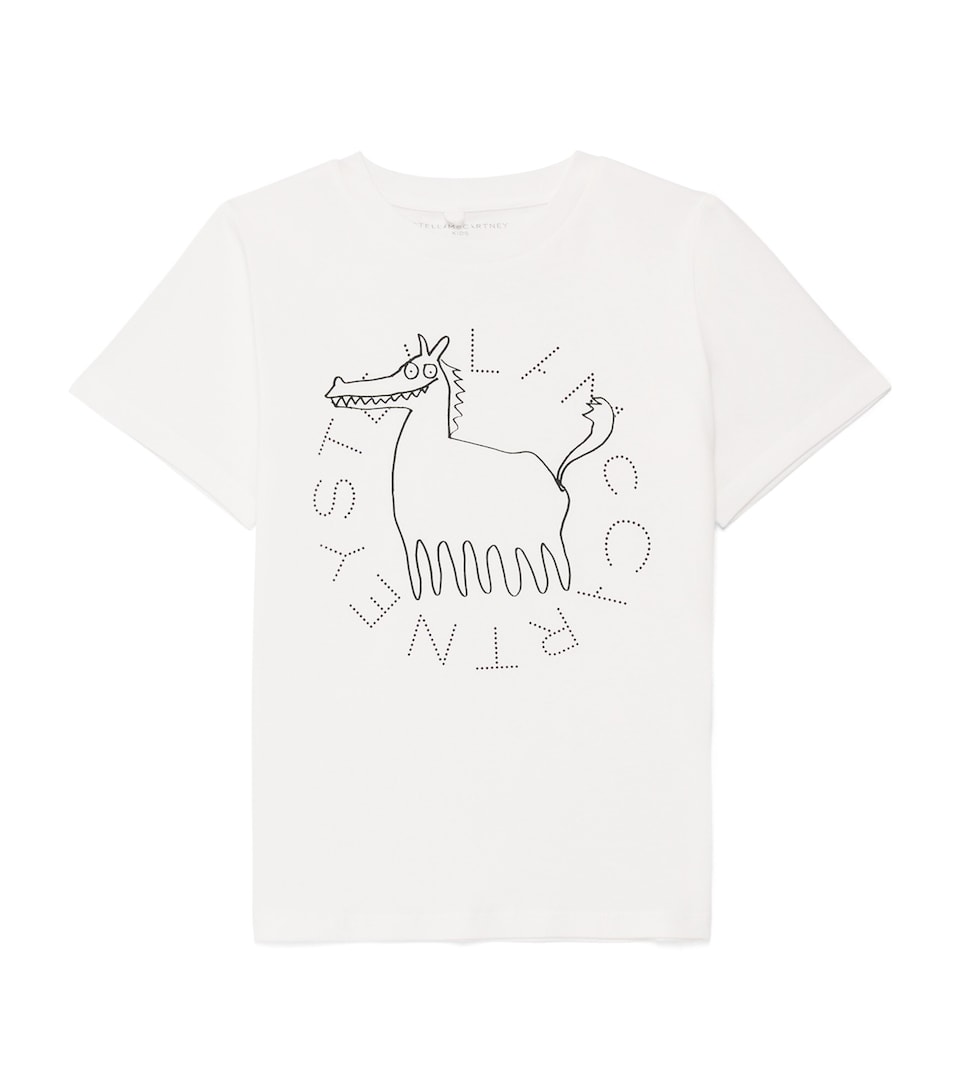 Stella McCartney Kids Cotton Logo Drawing T-Shirt (3-14 Years) White