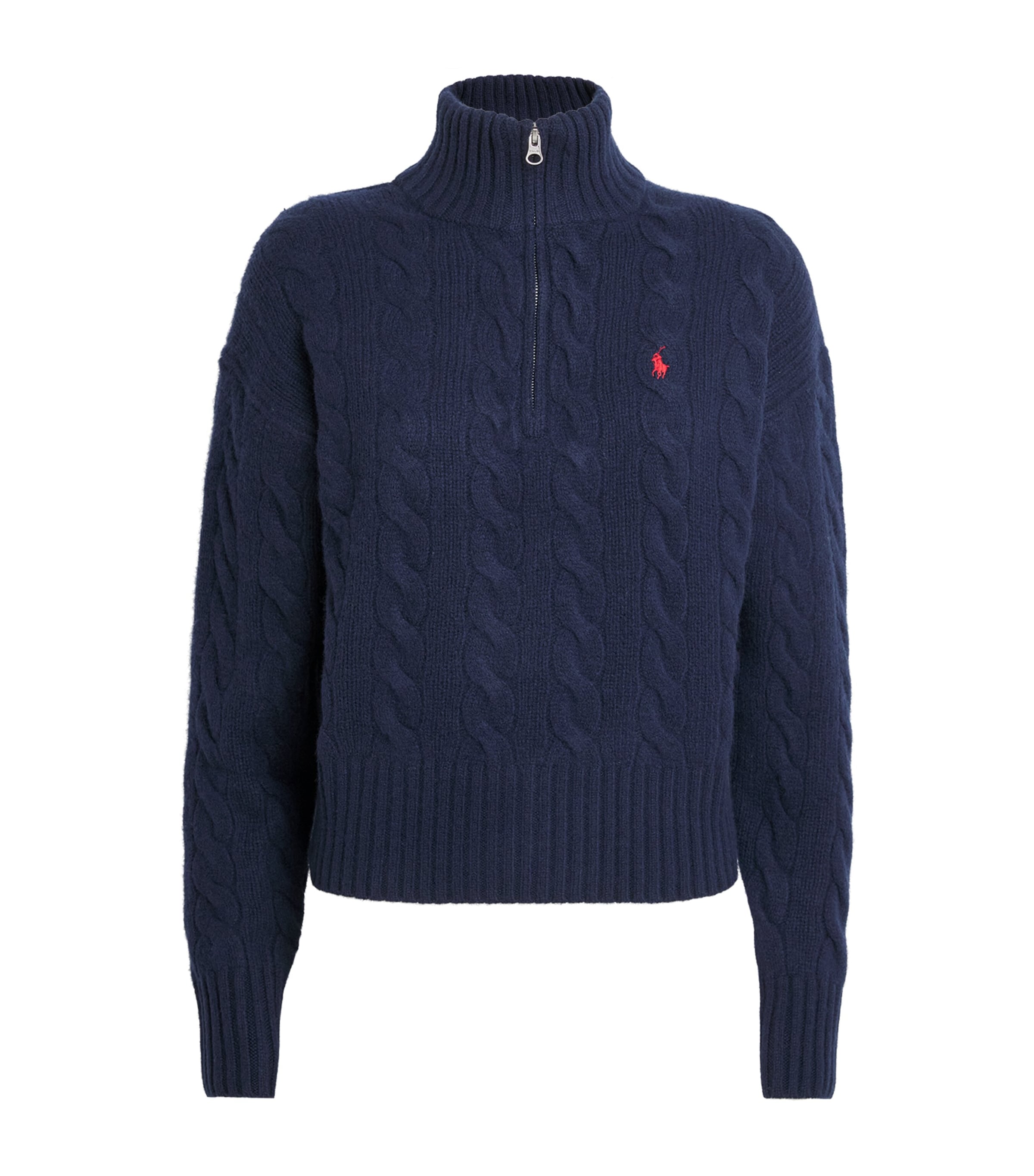 Polo Ralph Lauren Womens Wool-Cashmere Quarter-Zip Sweater Hunter Navy