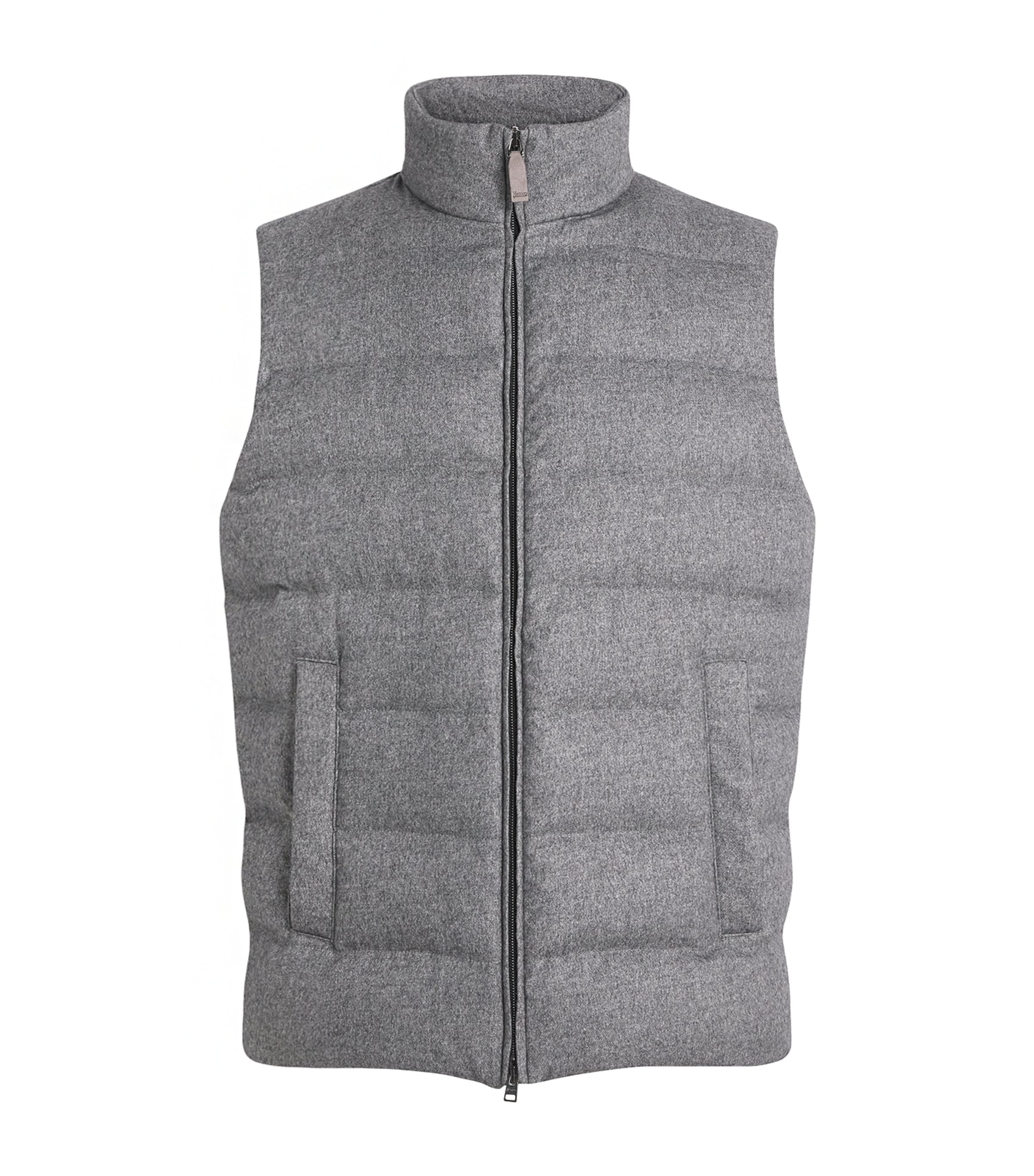 Herno Mens Silk-Cashmere Down Quilted Gilet Grigio