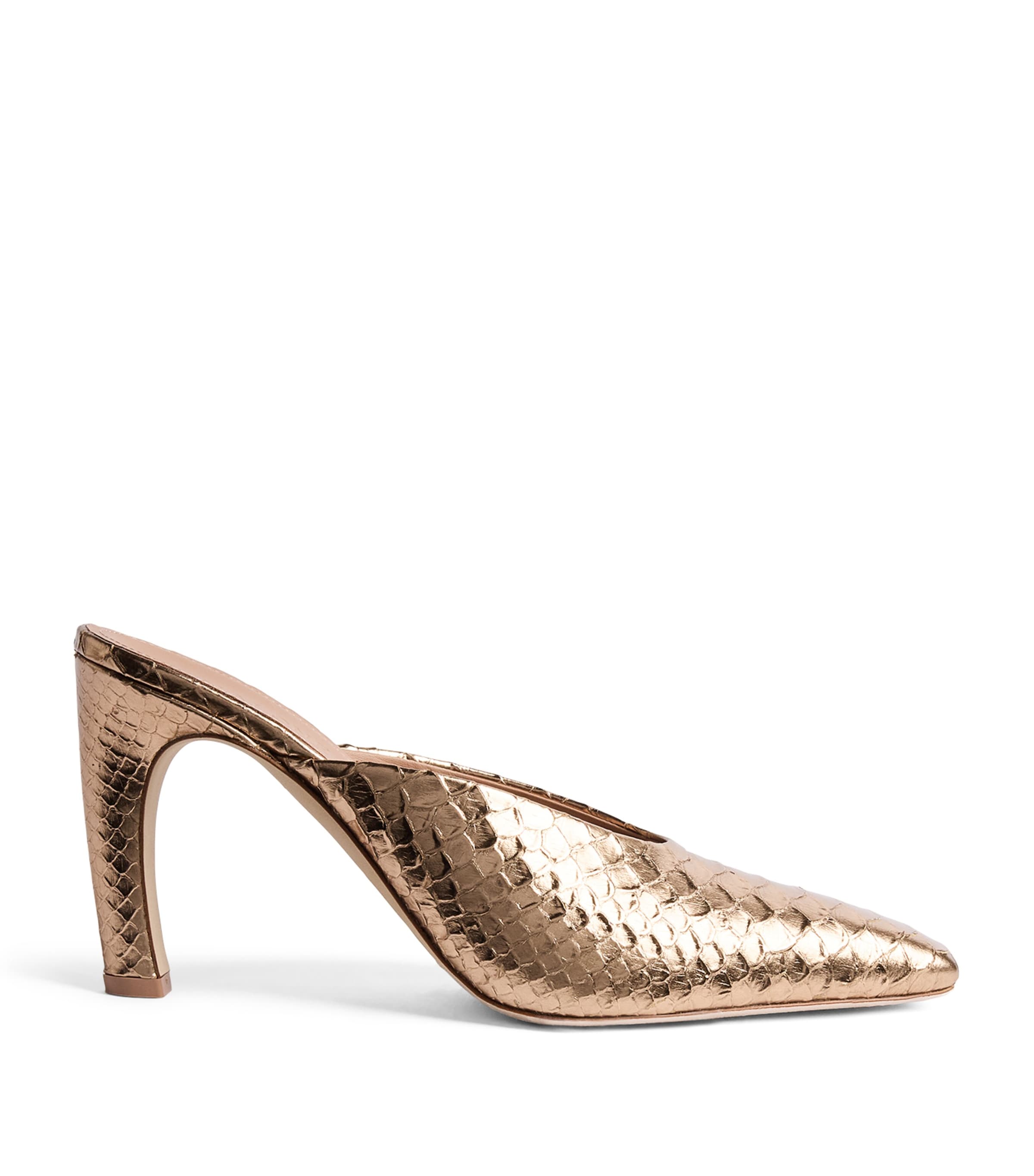 Malone Souliers Metallic Embossed Leather Rowe Mules 90 Gold