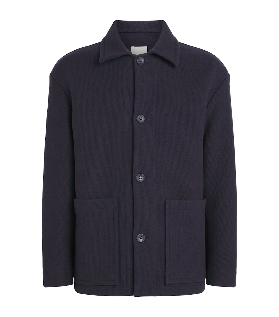 Sandro Paris Mens Wool-Blend Overshirt Midnight Blue