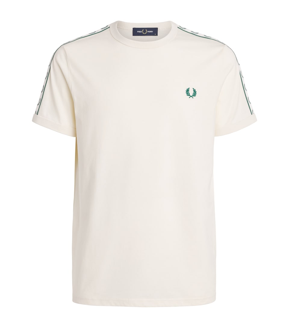 Fred Perry Mens Cotton Contrast-Tape Ringer T-Shirt Ecru