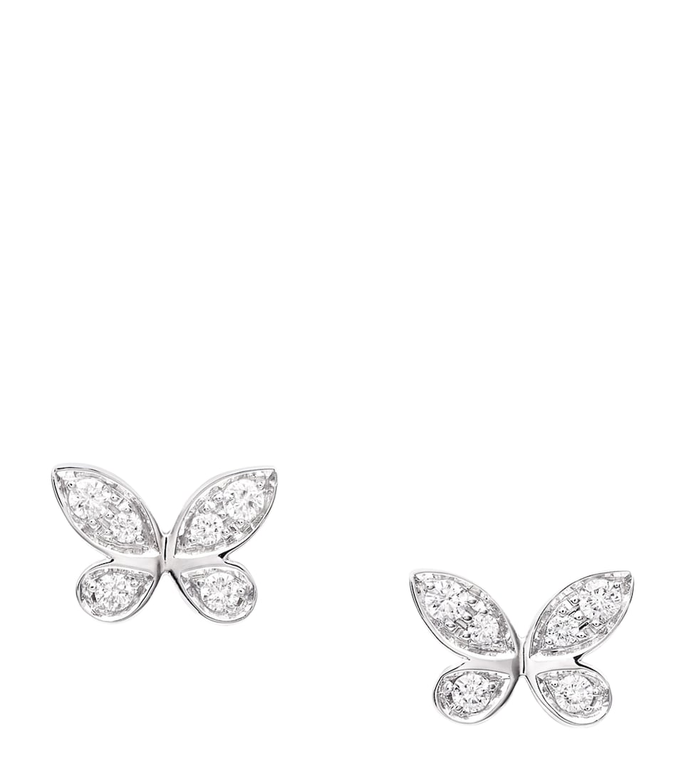 White Gold and Diamond Butterfly Stud Earrings