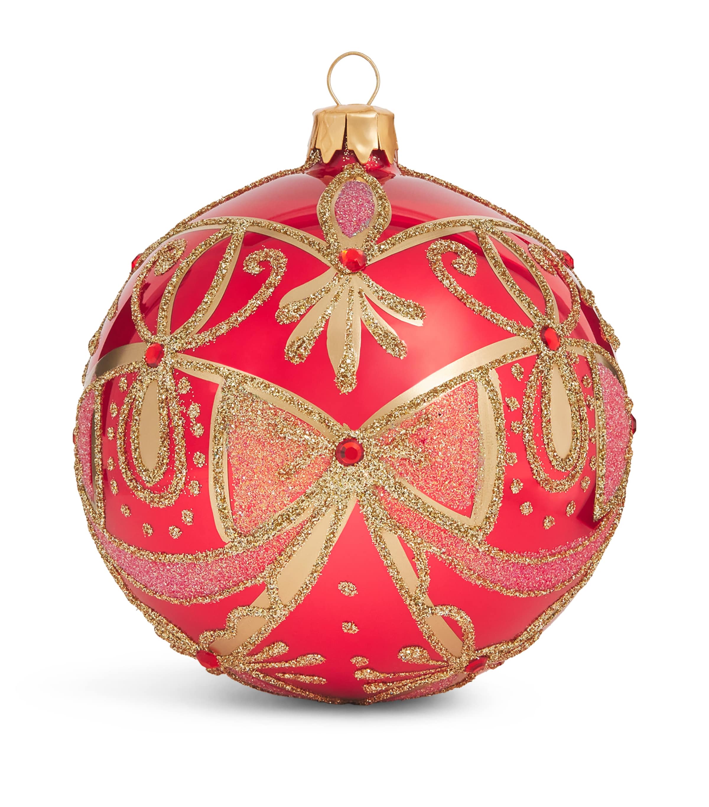 Harrods Metallic Bow Bauble Coral Red