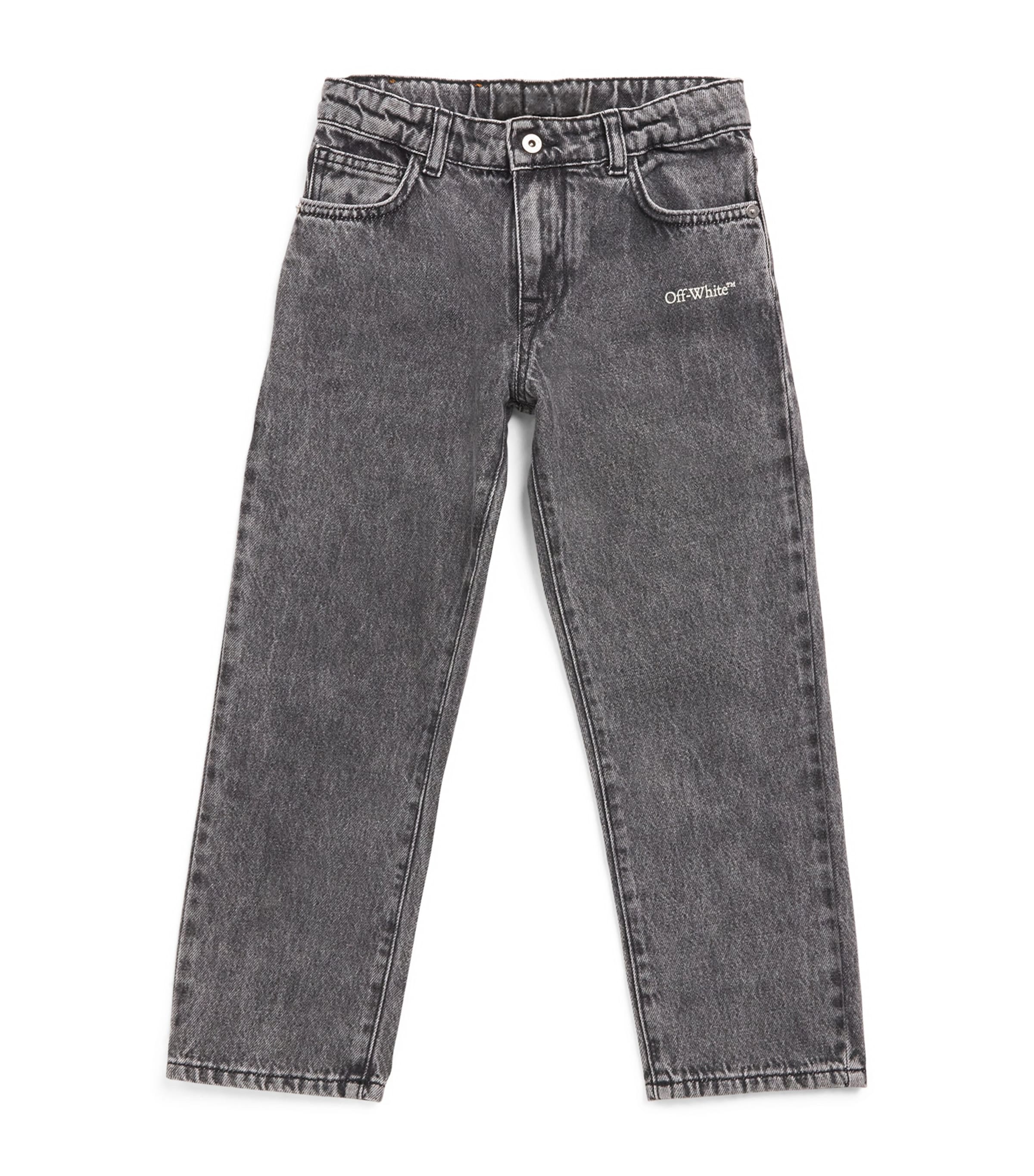 Off-White Kids Bookish Diagonal Straight Jeans (4-12+ Years) Medium Grey