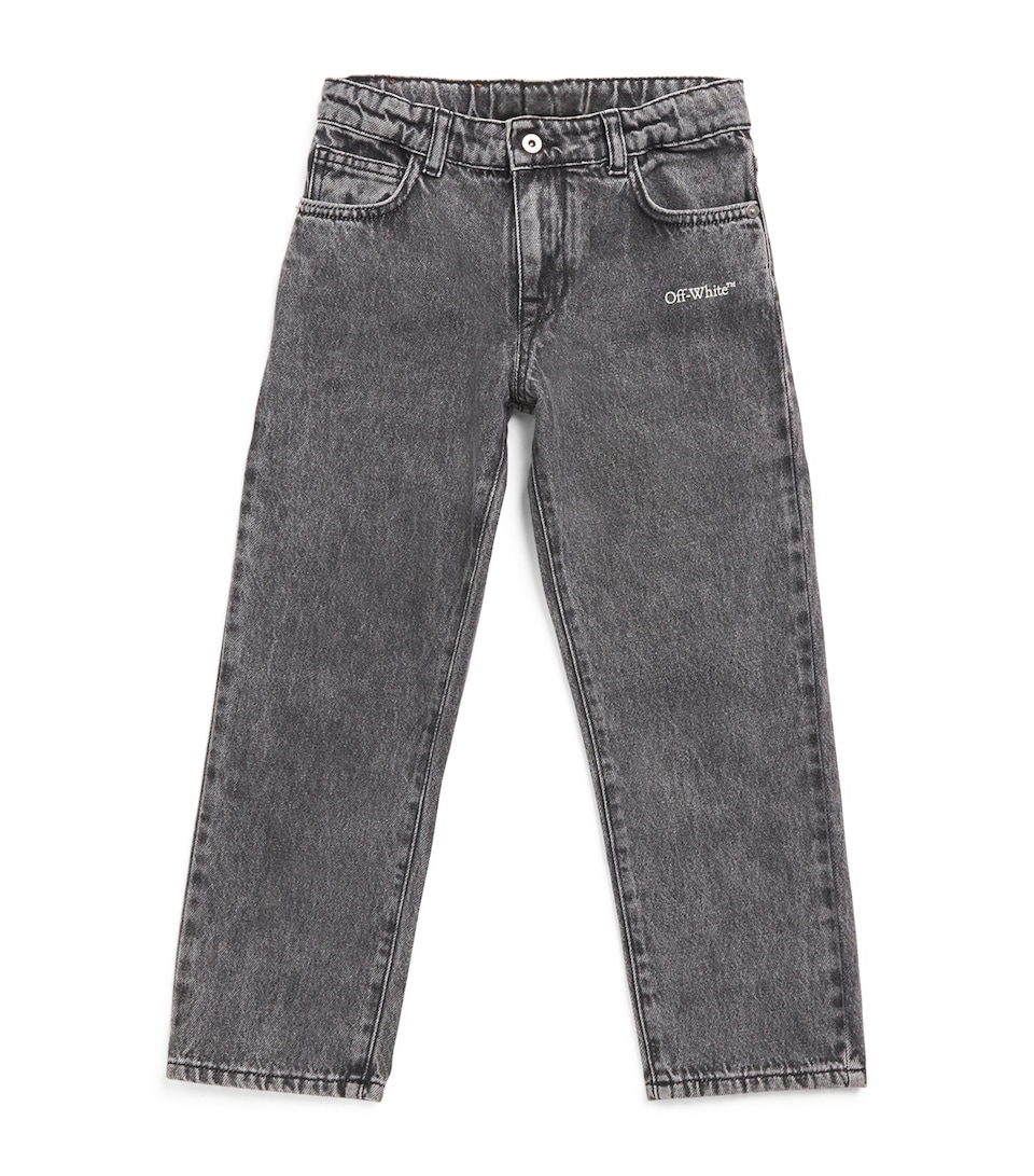 Off-White Kids Bookish Diagonal Straight Jeans (4-12+ Years) Medium Grey
