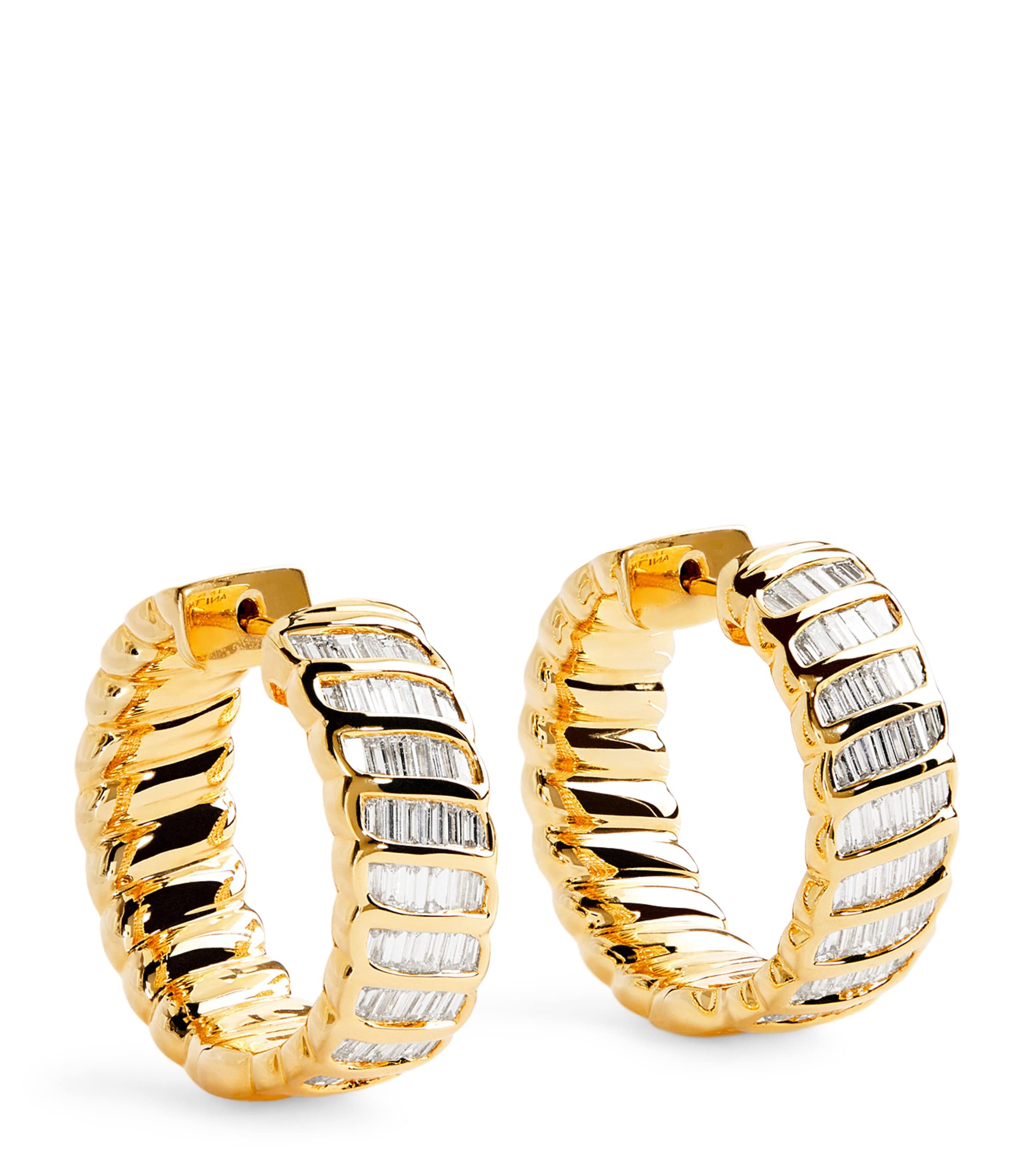 Yellow Gold and Diamond Zoe Hoop Earrings