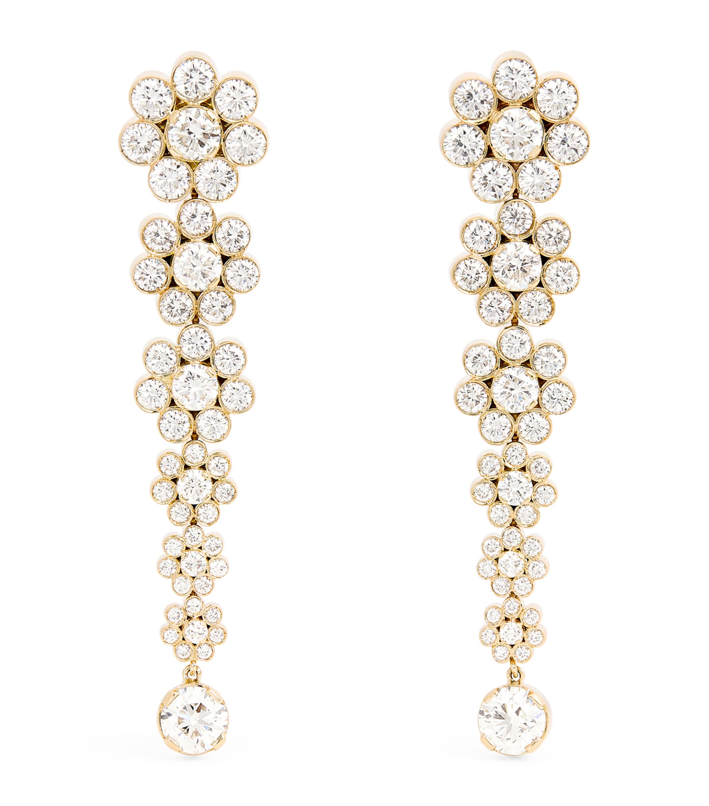 Yellow Gold and Diamond Fontaine de Fleurs Earrings