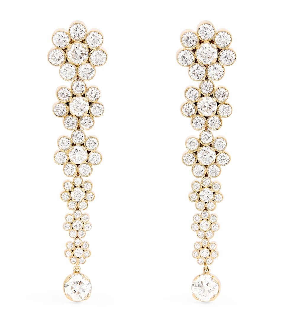 Yellow Gold and Diamond Fontaine de Fleurs Earrings