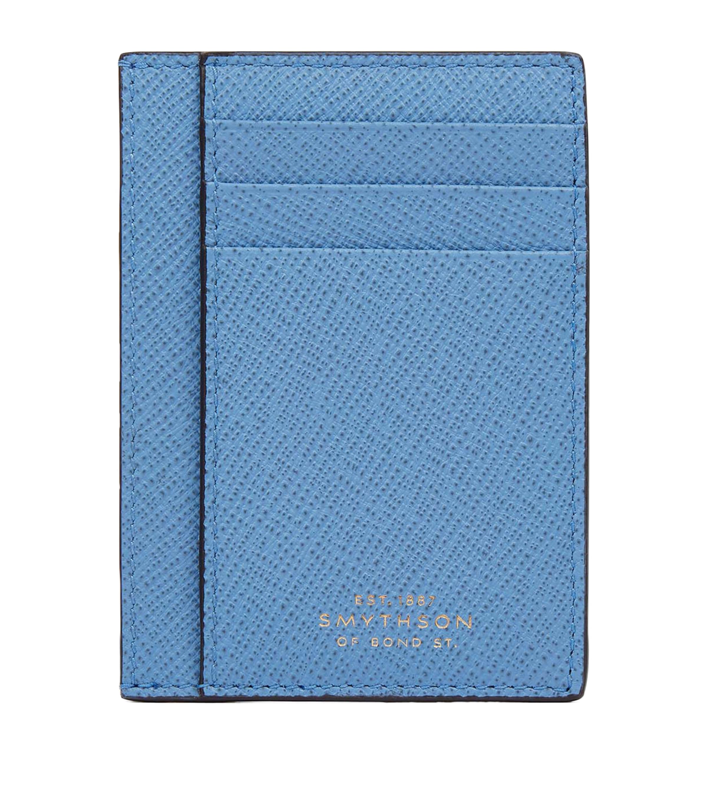 Smythson Panama Leather Compact Card Holder Nile Blue