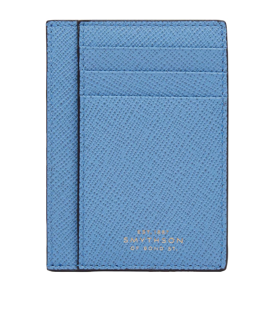 Smythson Panama Leather Compact Card Holder Nile Blue