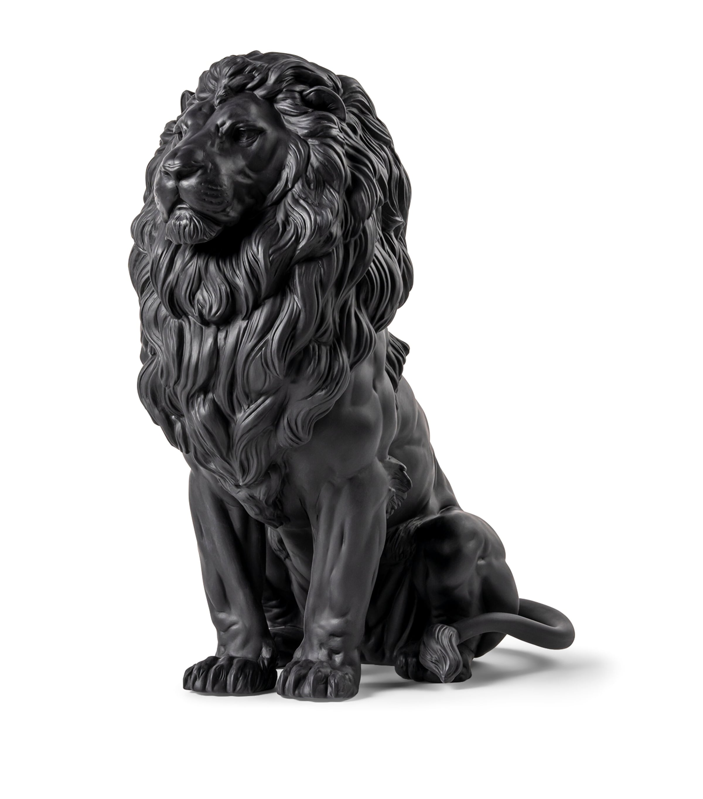 Lladró Porcelain Majestic Lion Figurine Black
