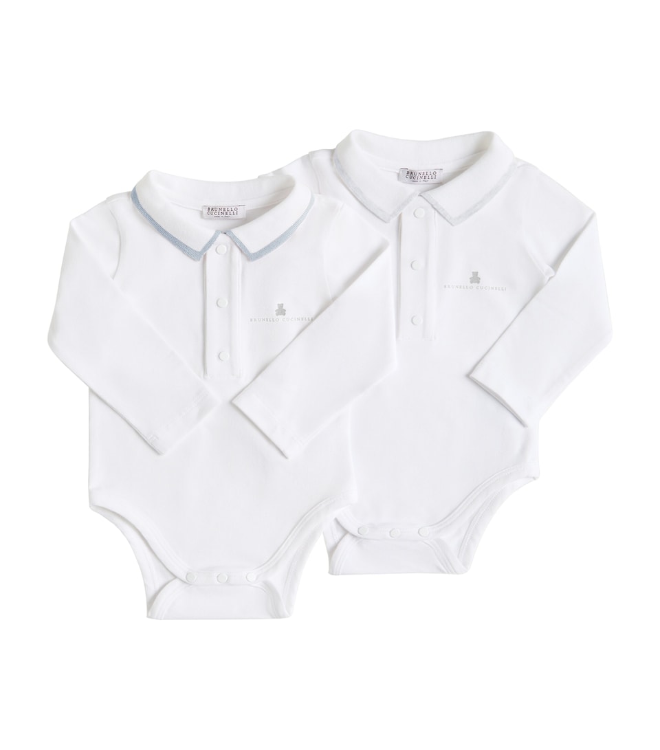 Brunello Cucinelli Kids Set of 2 Baby Bernie Bodysuits (6-18 Months) White