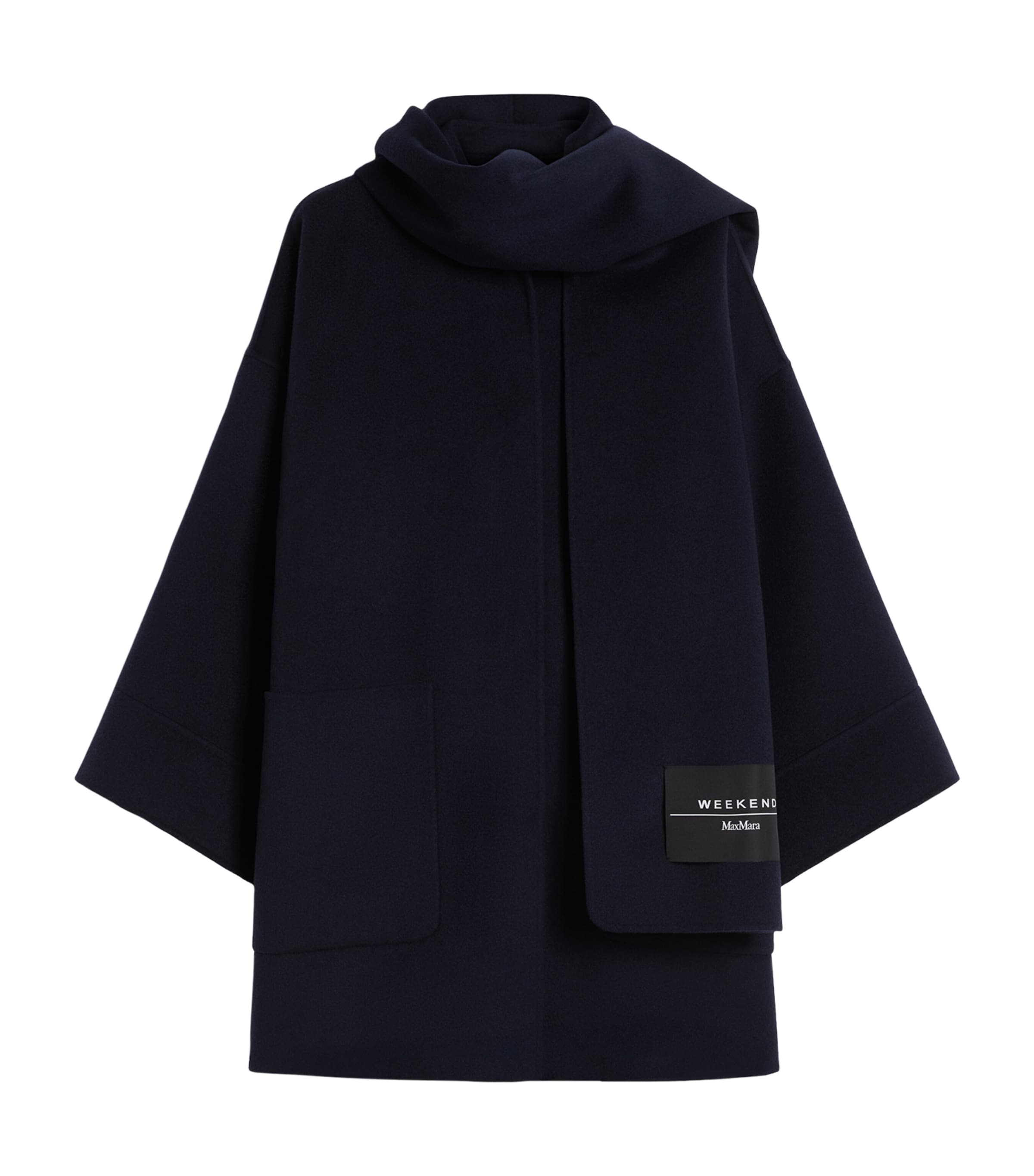 Wool-Blend Scarf-Overlay Coat