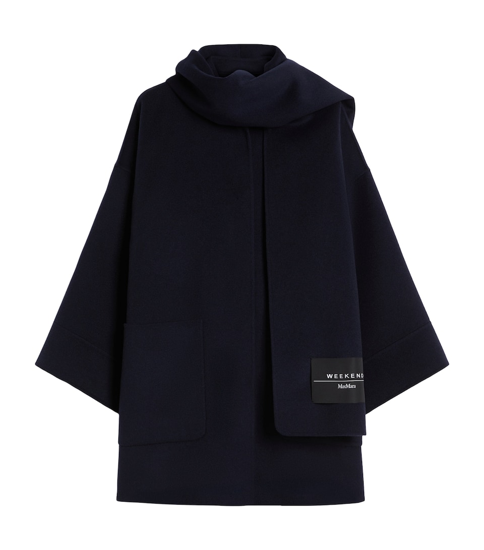 Wool-Blend Scarf-Overlay Coat