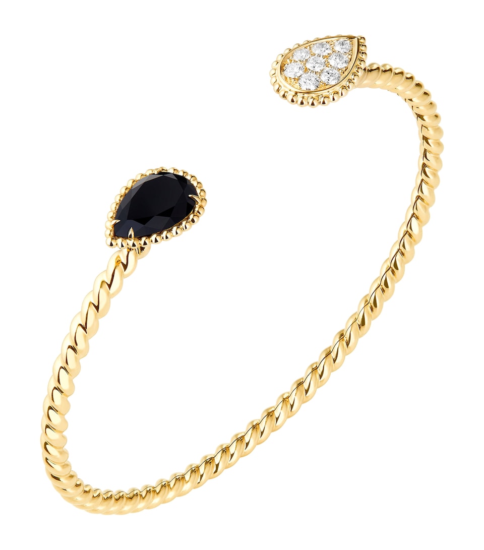Boucheron Yellow Gold, Diamond and Onyx Serpent Bohème Bangle Yellow Gold