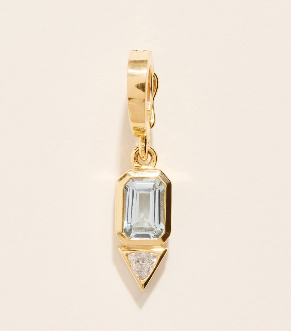 Azlee Yellow Gold, Diamond and Aquamarine March Charm Yellow Gold