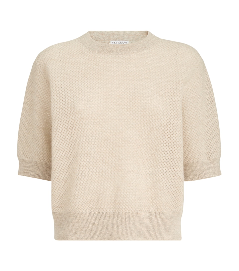Brunello Cucinelli Womens Sparkling Short-Sleeve Sweater Shell