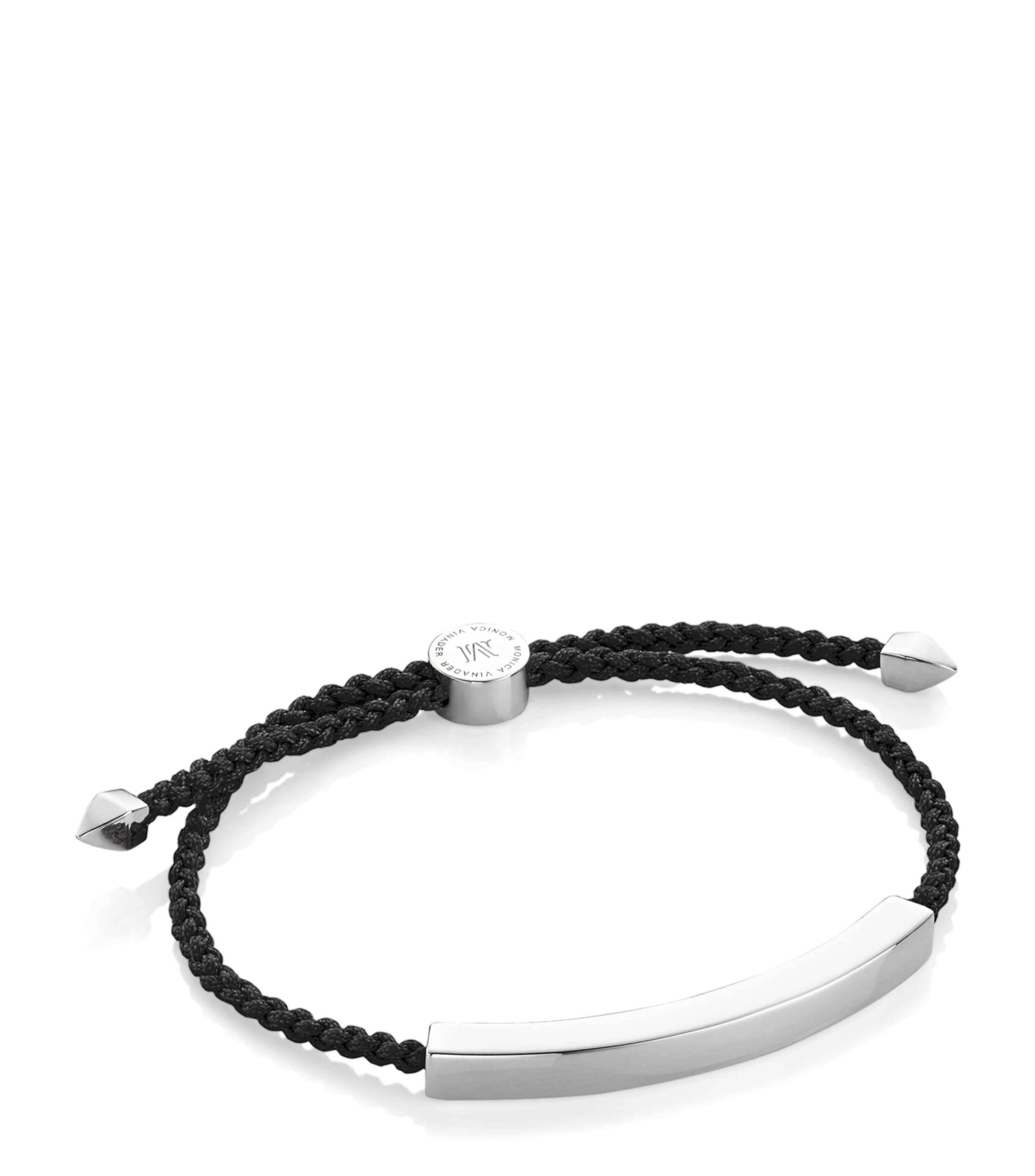 Monica Vinader Sterling Silver Linear Bold Cord Bracelet Black