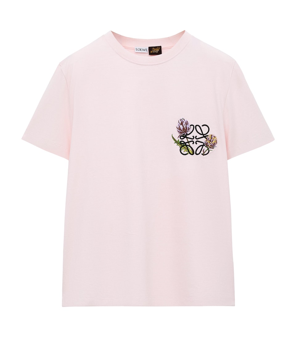 LOEWE Womens x Paula’s Ibiza Stretch-Cotton Anagram T-Shirt Light Pink