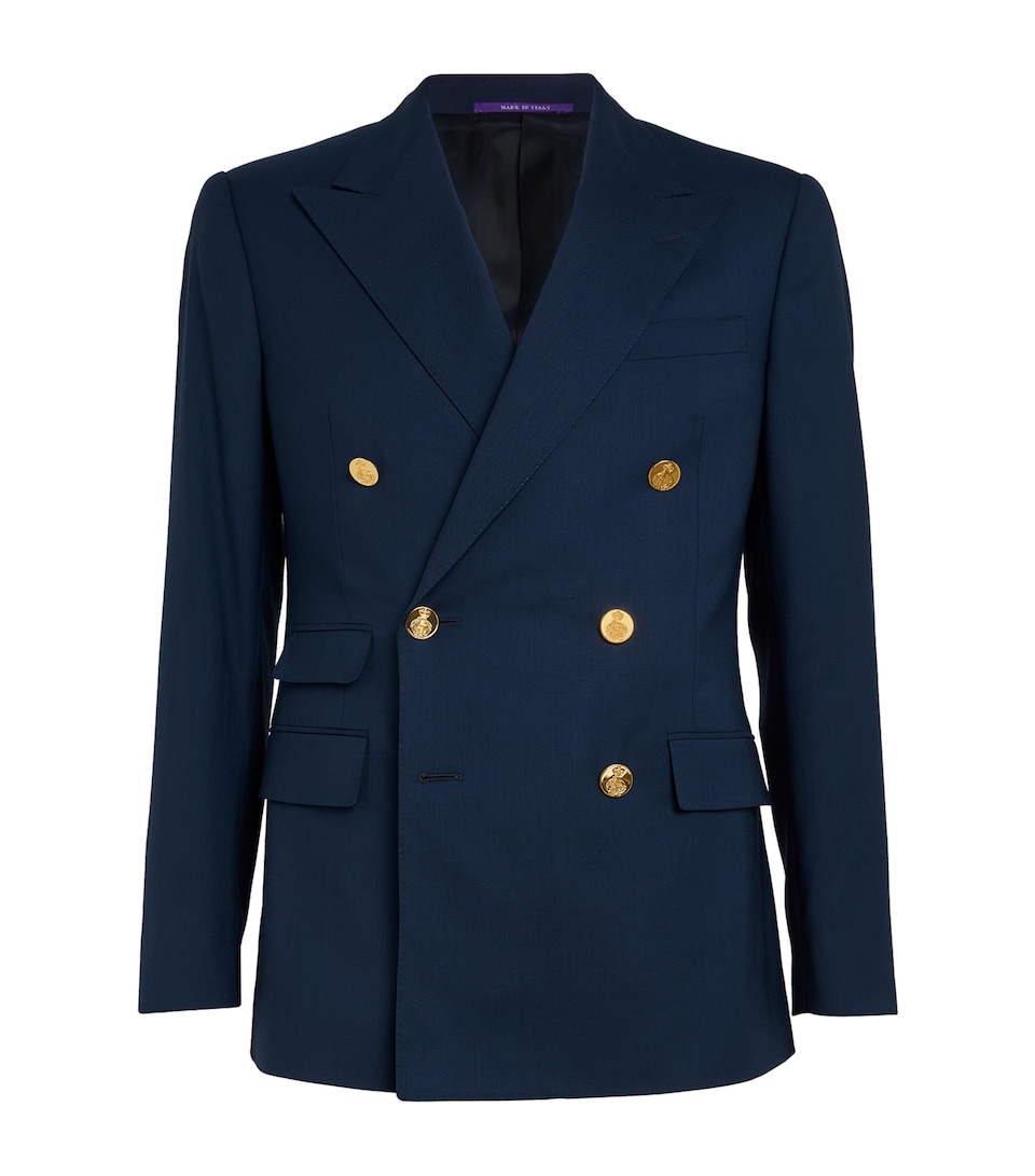 Ralph Lauren Purple Label Mens Double-Breasted Suit Jacket Classic Navy
