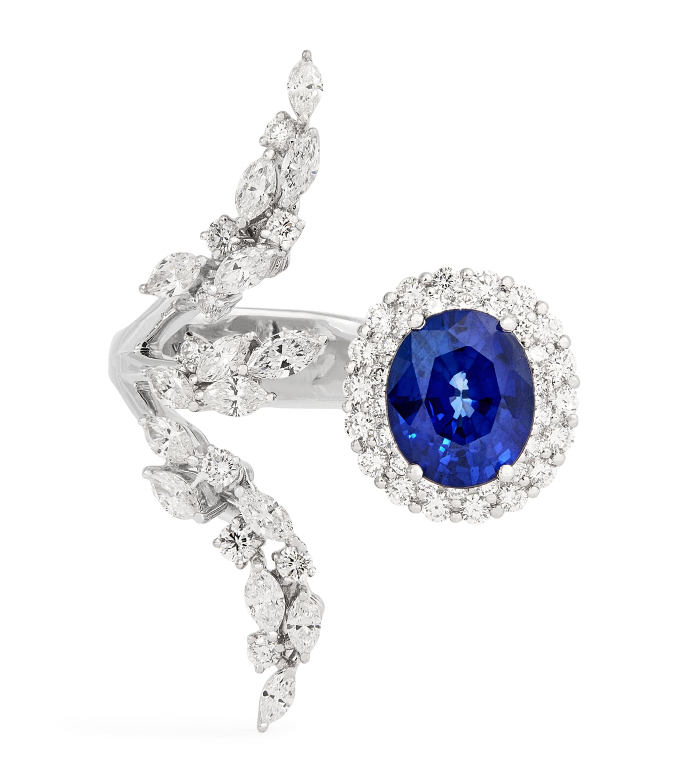 White Gold, Diamond and Blue Sapphire Reign Supreme Ring