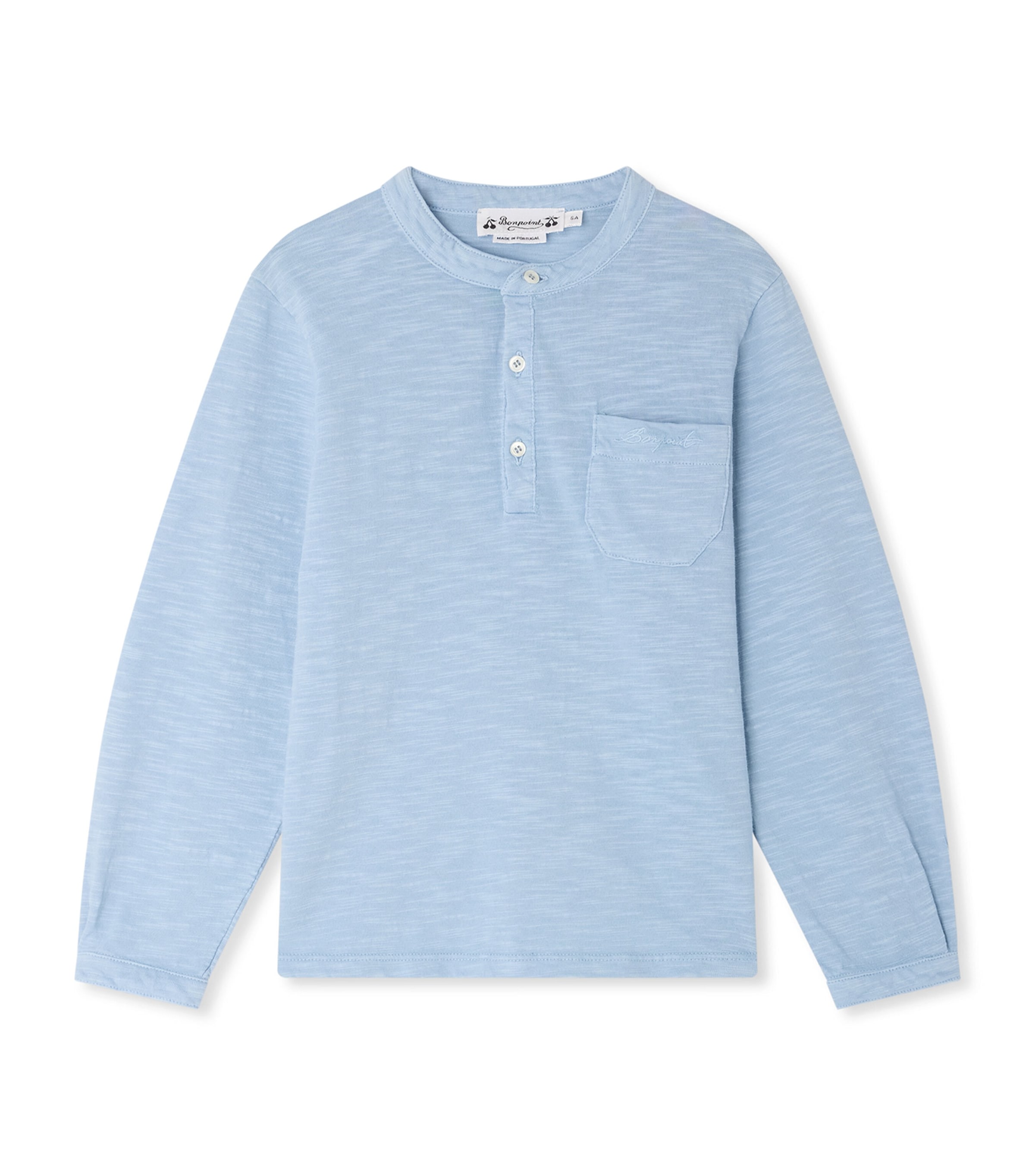 Bonpoint Cotton Collarless Shirt (4-8 Years) Bleu