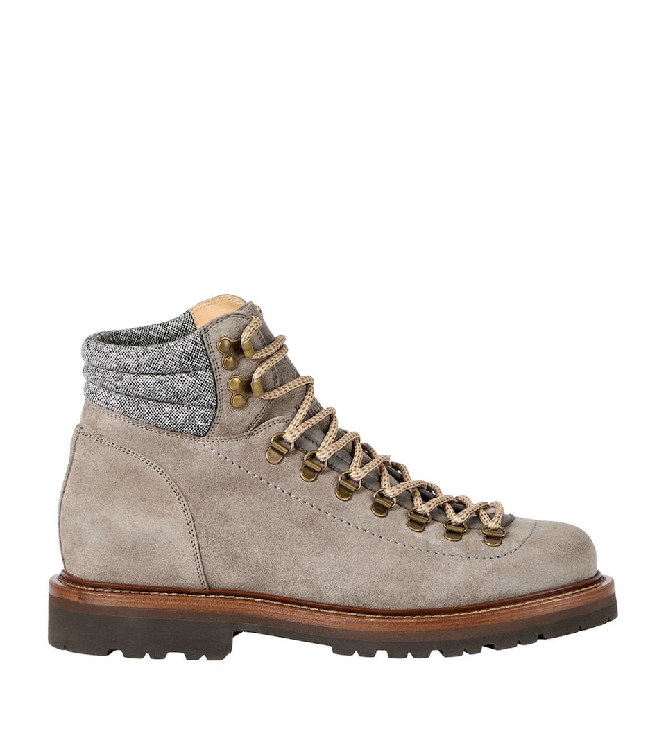 Brunello Cucinelli Suede Wool-Trim Mountain Boots