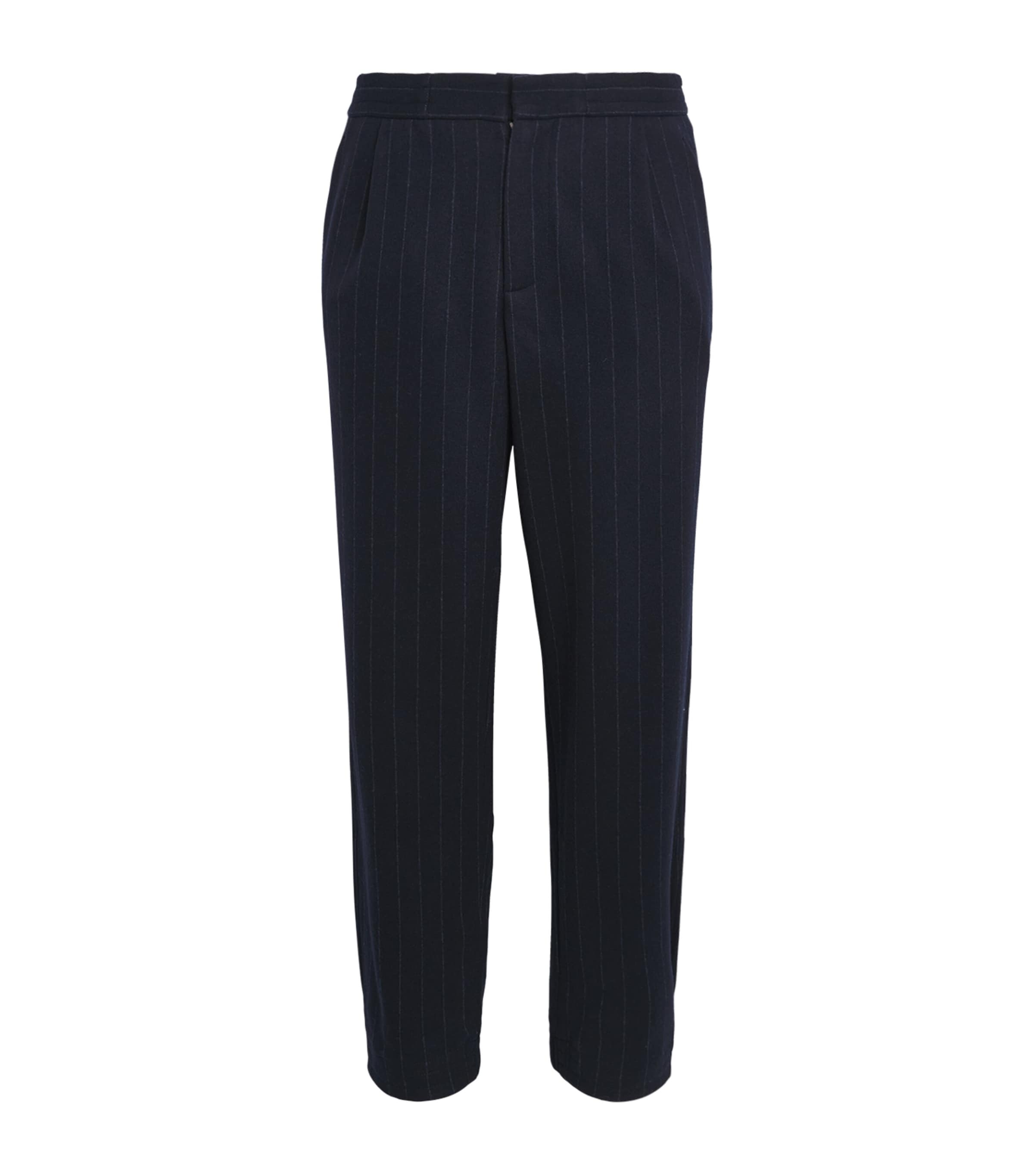 Sease Mens Wool-Cashmere-Blend Pinstripe Trousers Midnight Blue