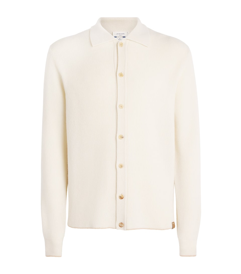 Jacob Cohën Mens Cashmere Collared Cardigan Cream