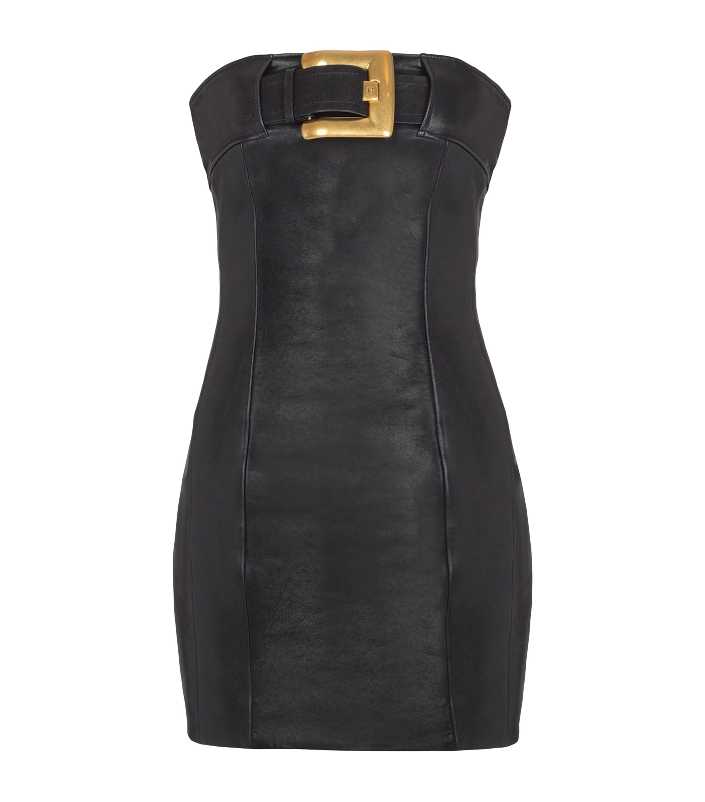 Lambskin Belt-Detail Mini Dress