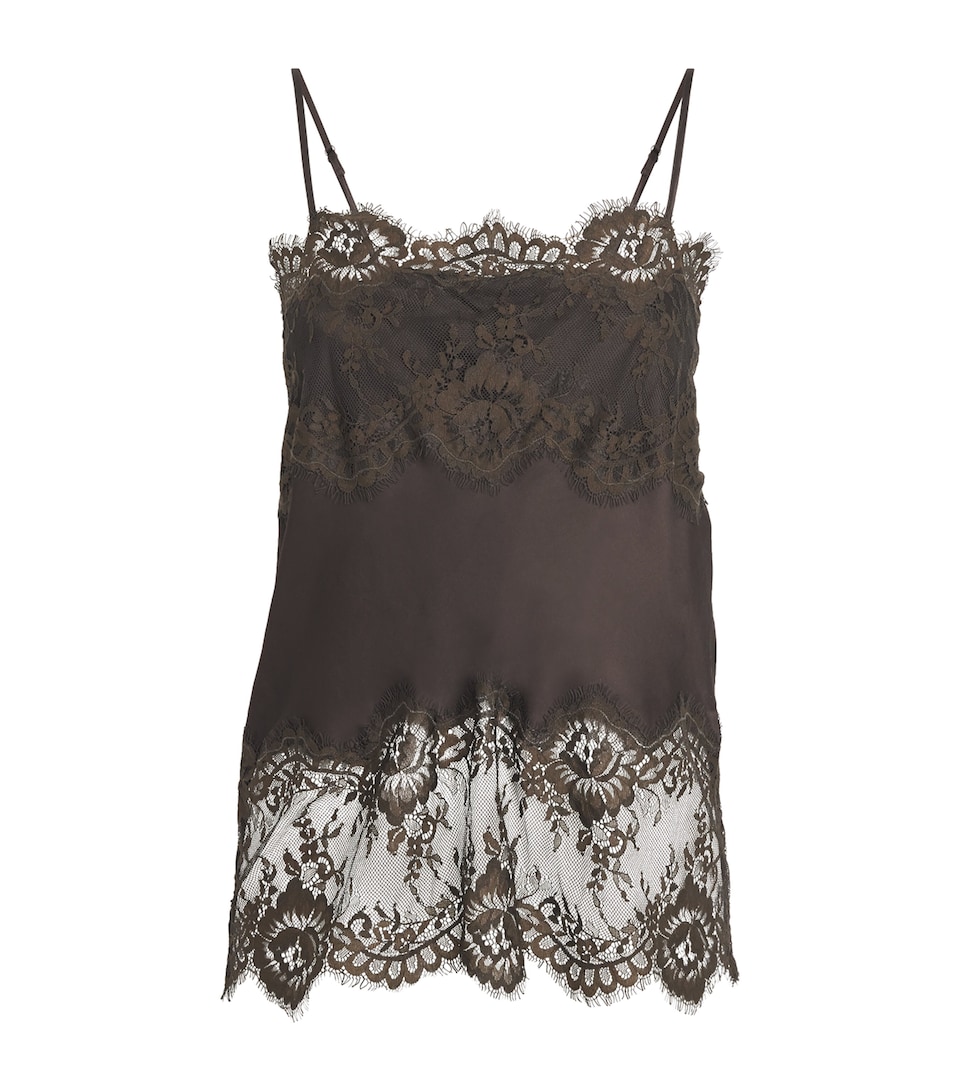 Herskind Womens Lace-Detail Linnea Cami Top Java Brown