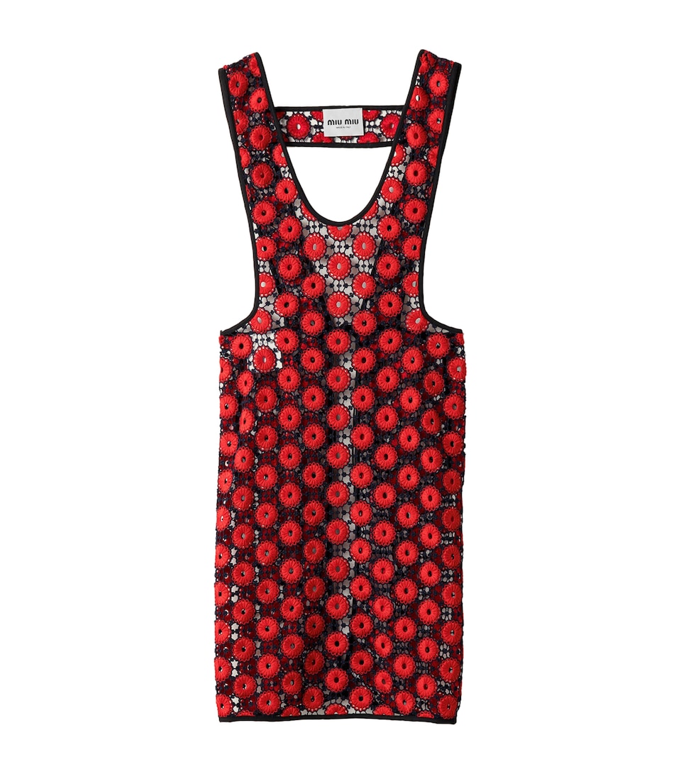 Miu Miu Womens Macramé Apron Midi Dress