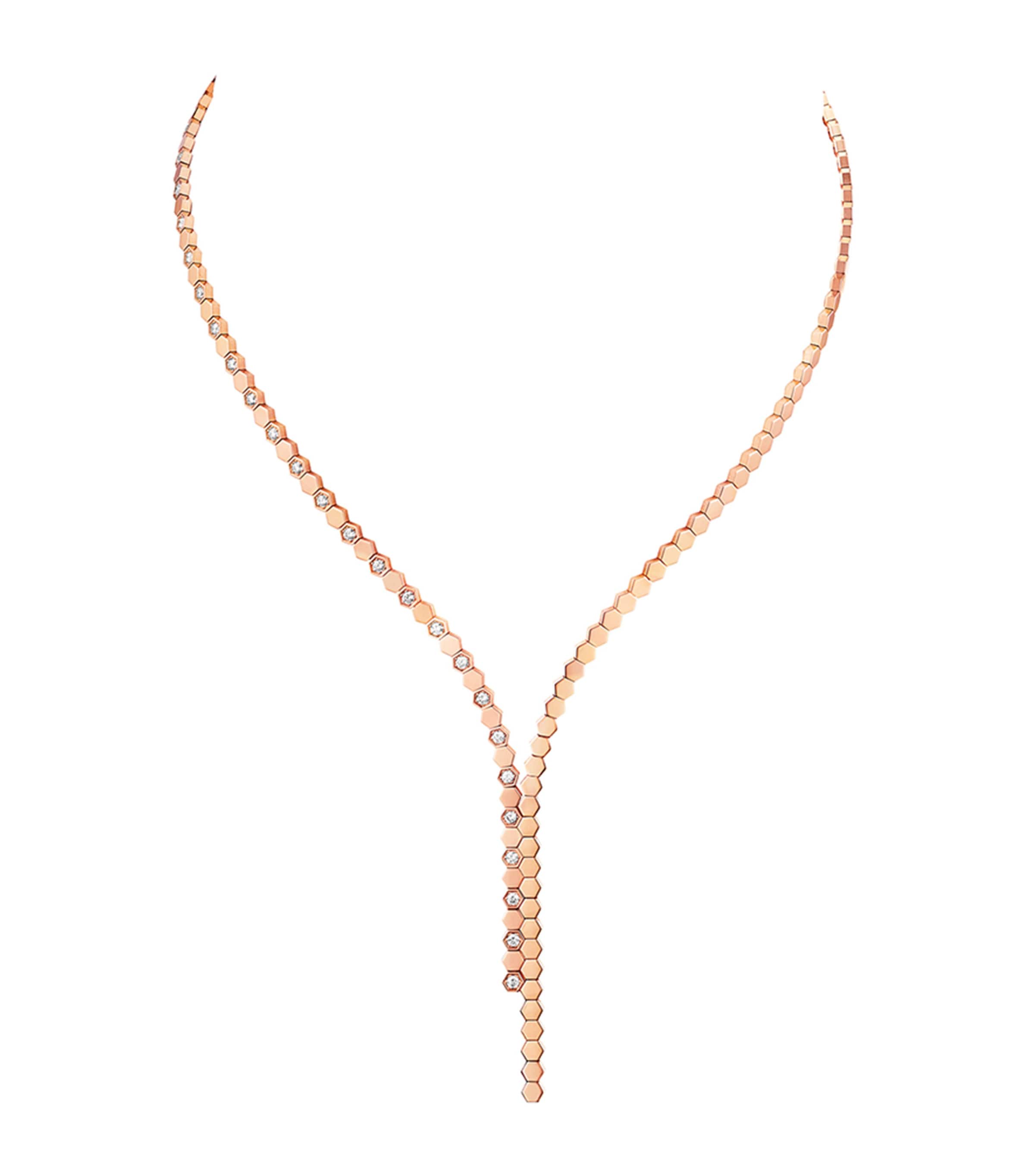 Rose Gold and Diamond Bee de Chaumet Asymmetric Necklace