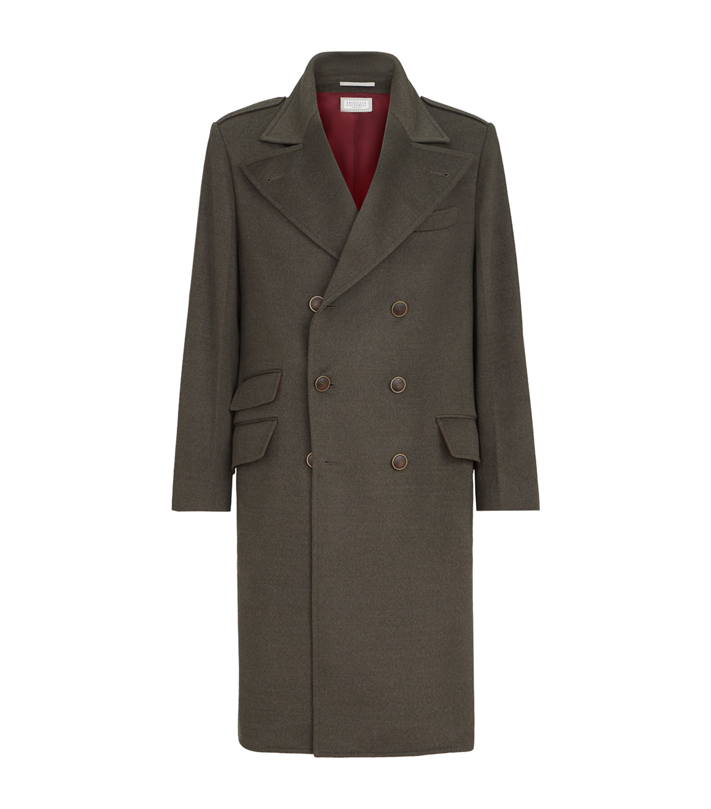 Brunello Cucinelli Mens Virgin Wool Water-Resistant Coat Fango