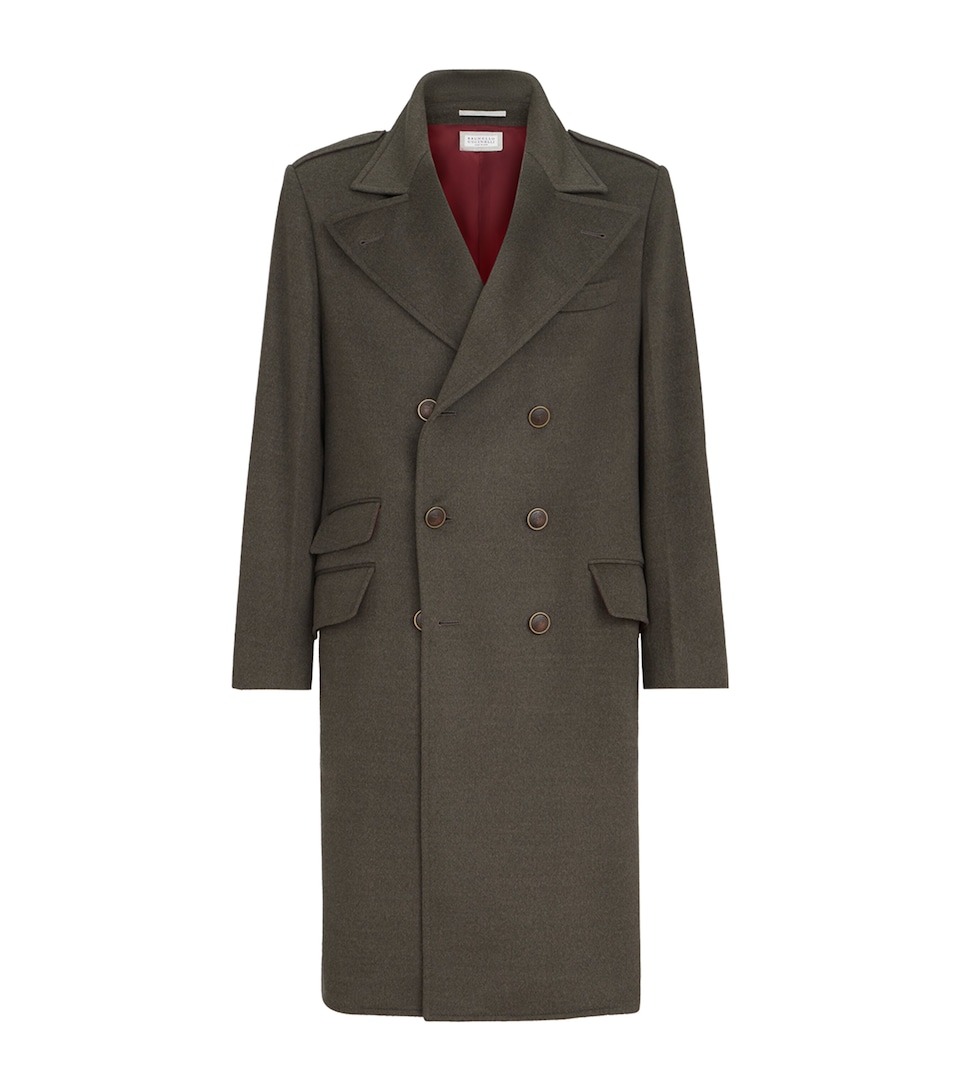 Brunello Cucinelli Mens Virgin Wool Water-Resistant Coat Fango