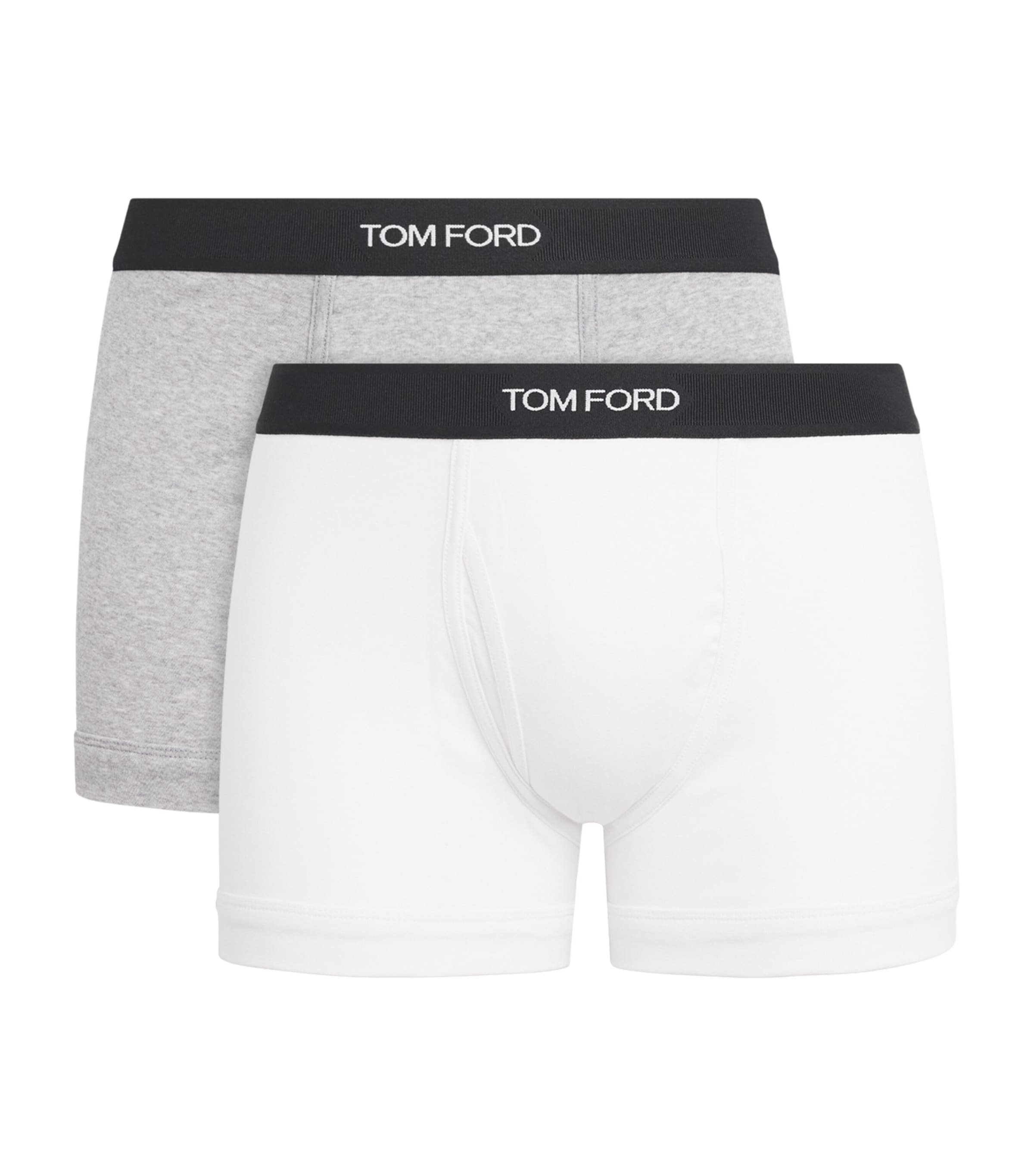 TOM FORD Mens Stretch-Cotton Logo Briefs (Pack of 2) White/grey