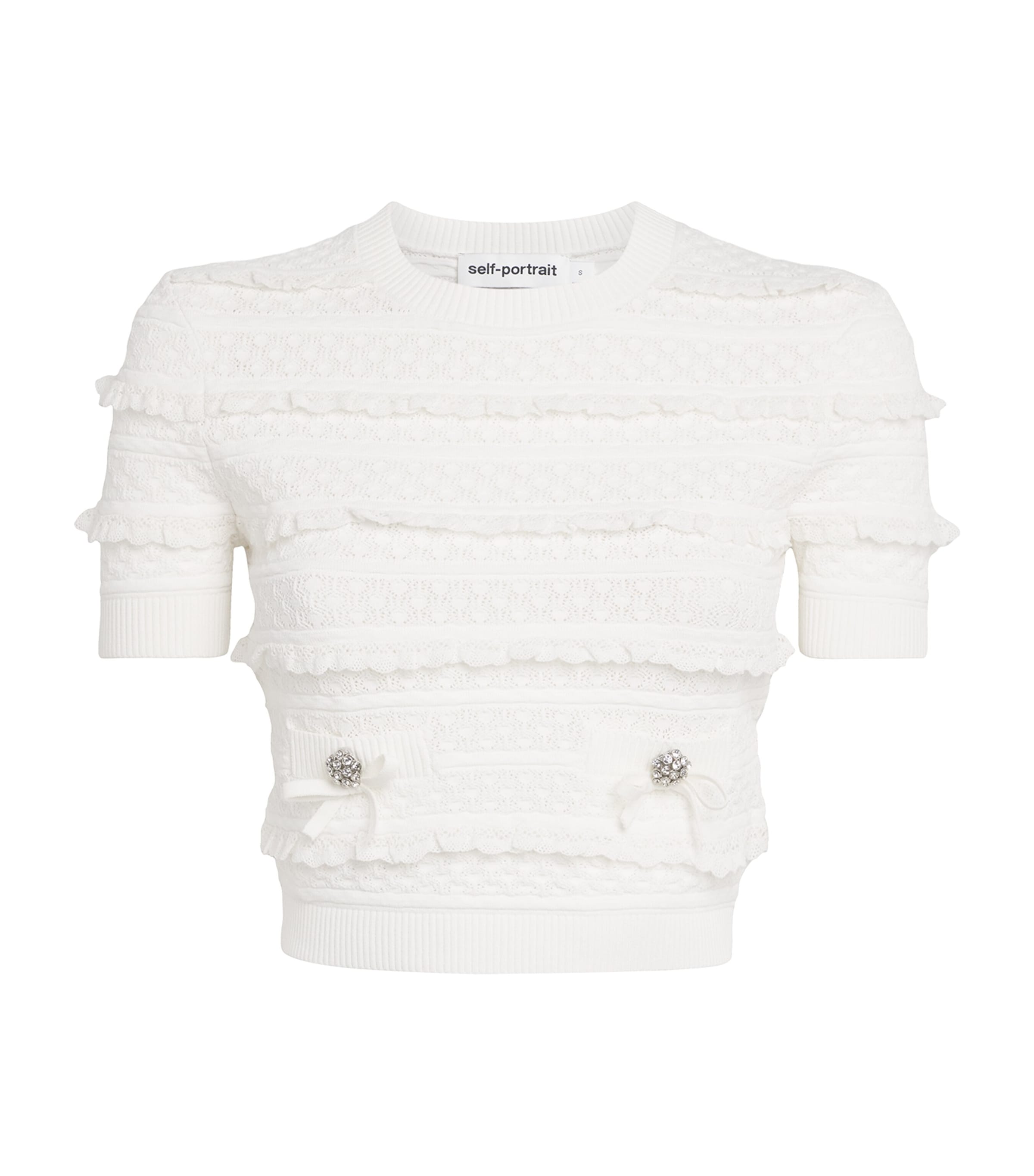 Pointelle Short-Sleeve Sweater