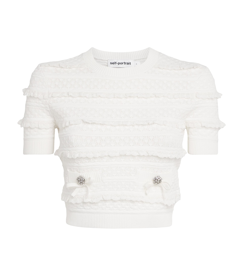 Pointelle Short-Sleeve Sweater