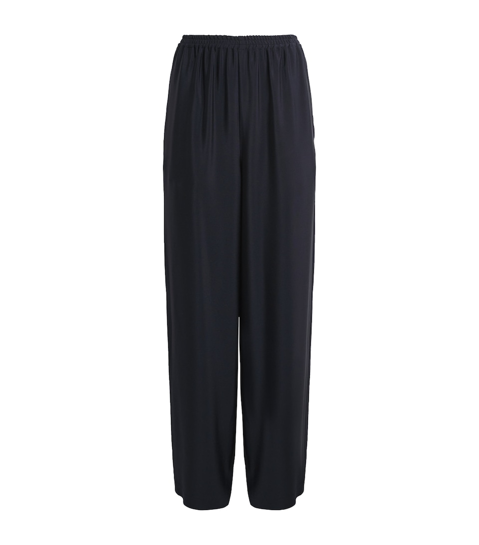 Eskandar Womens Silk Flared Trousers Midnight