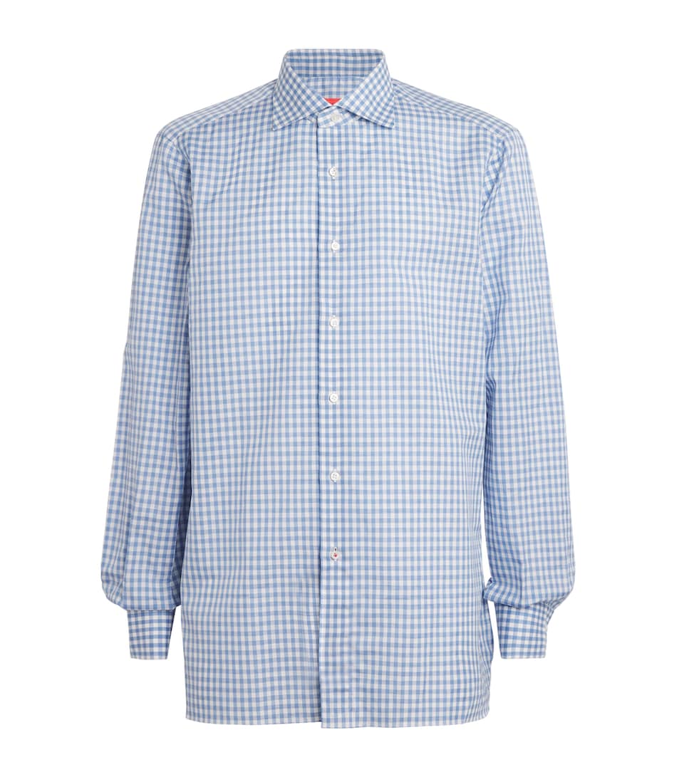 Isaia Mens Cotton-Linen Check Shirt