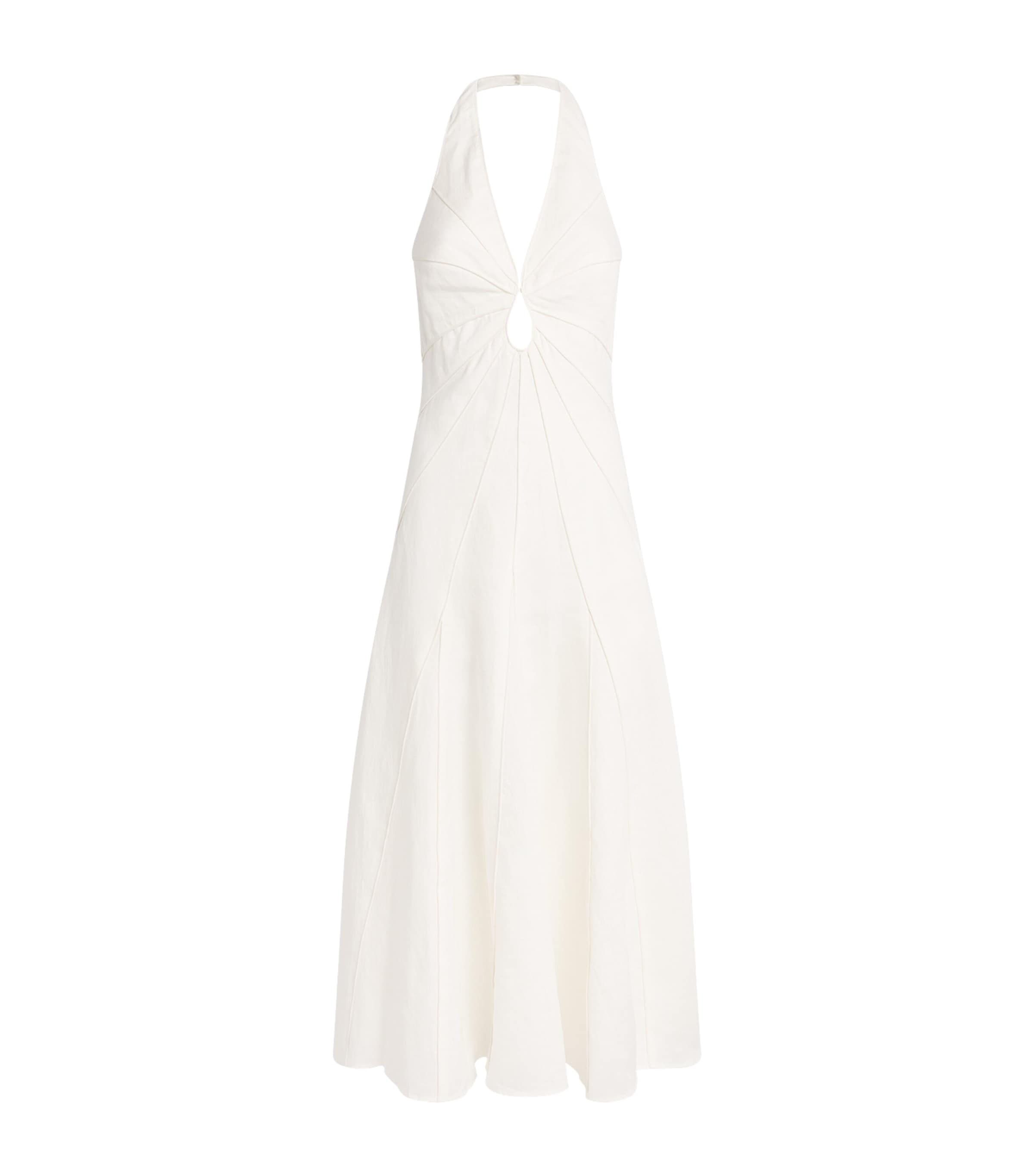 Cult Gaia Womens Linen Rowyn Midi Dress Off White