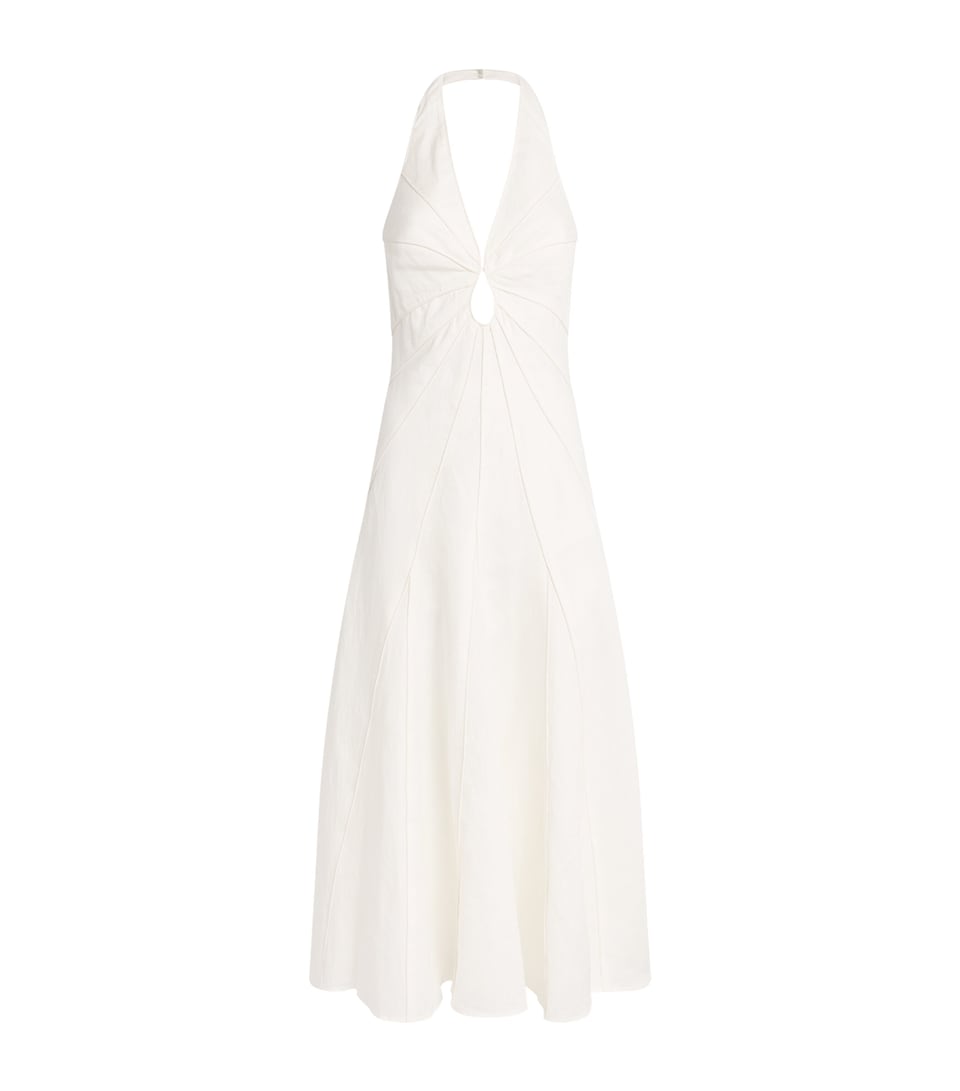 Cult Gaia Womens Linen Rowyn Midi Dress Off White