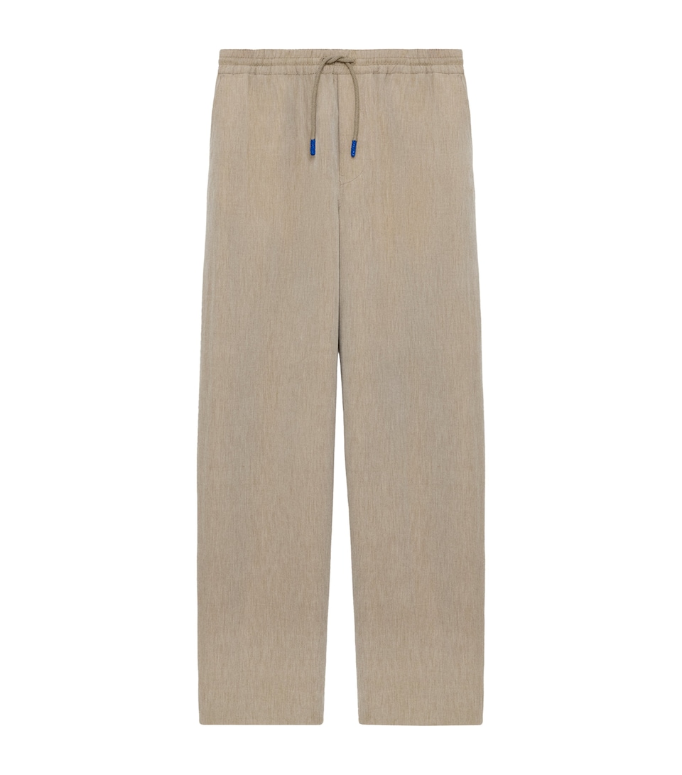 LOEWE Mens Wool-Cotton Drawstring Trousers Beige