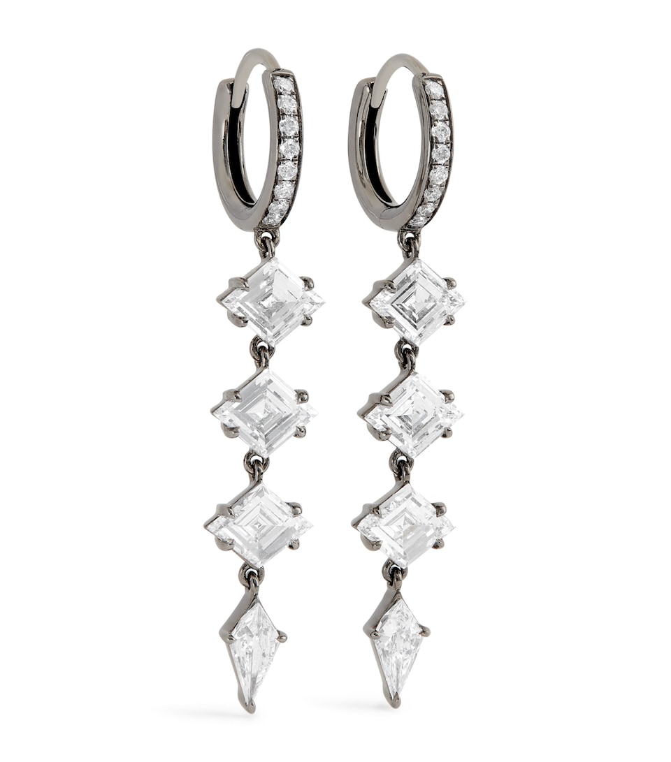 Blackened White Gold and Diamond Rattlesnake Boa Earrings