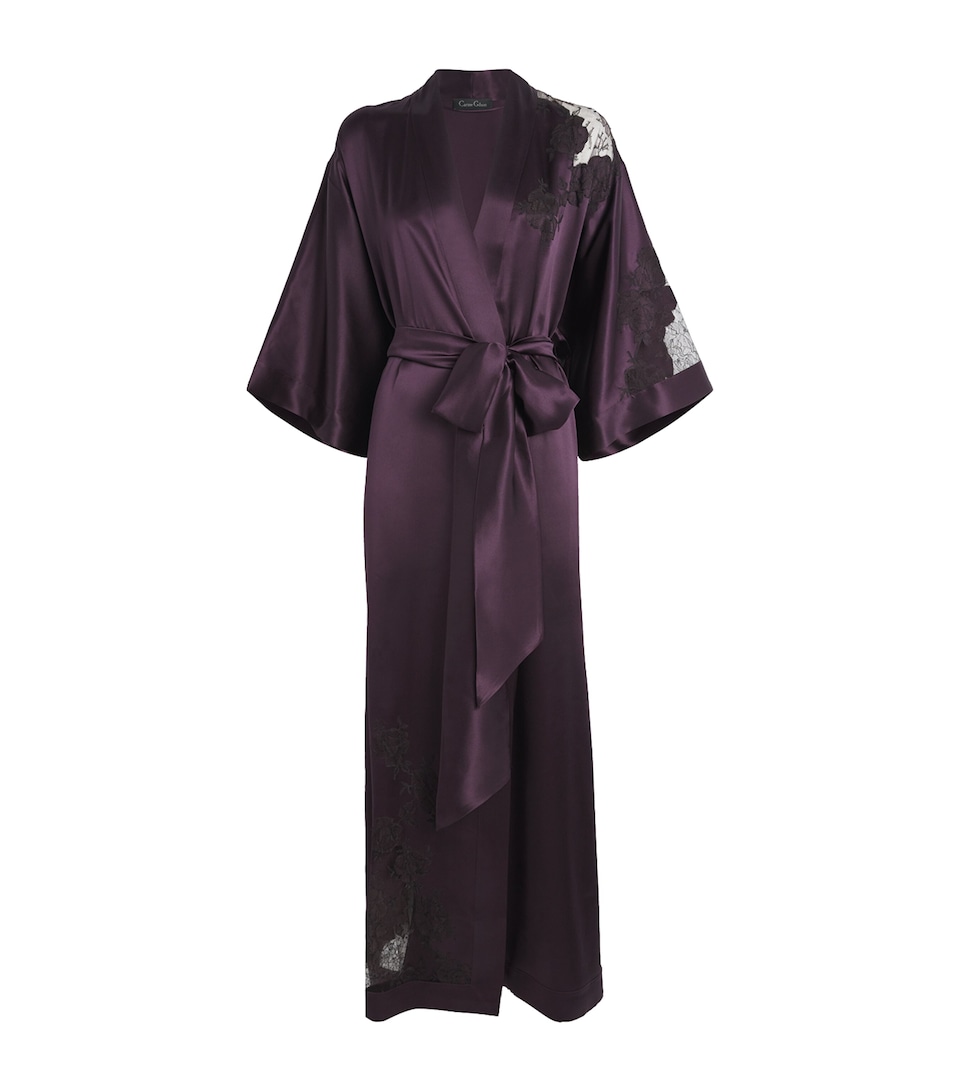 Silk Lace-Detail Long Robe