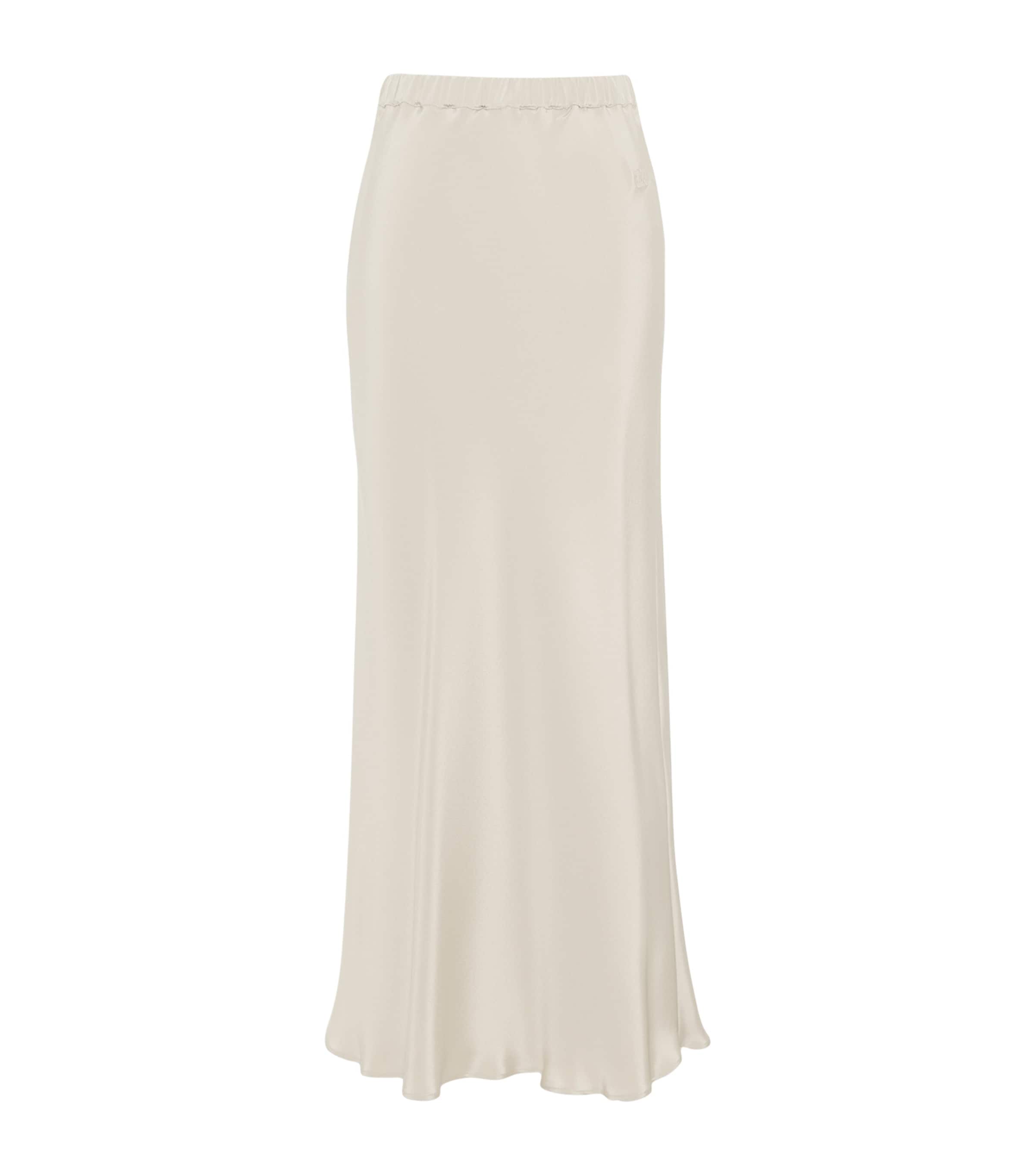 Max Mara Womens Silk Maxi Skirt Stone