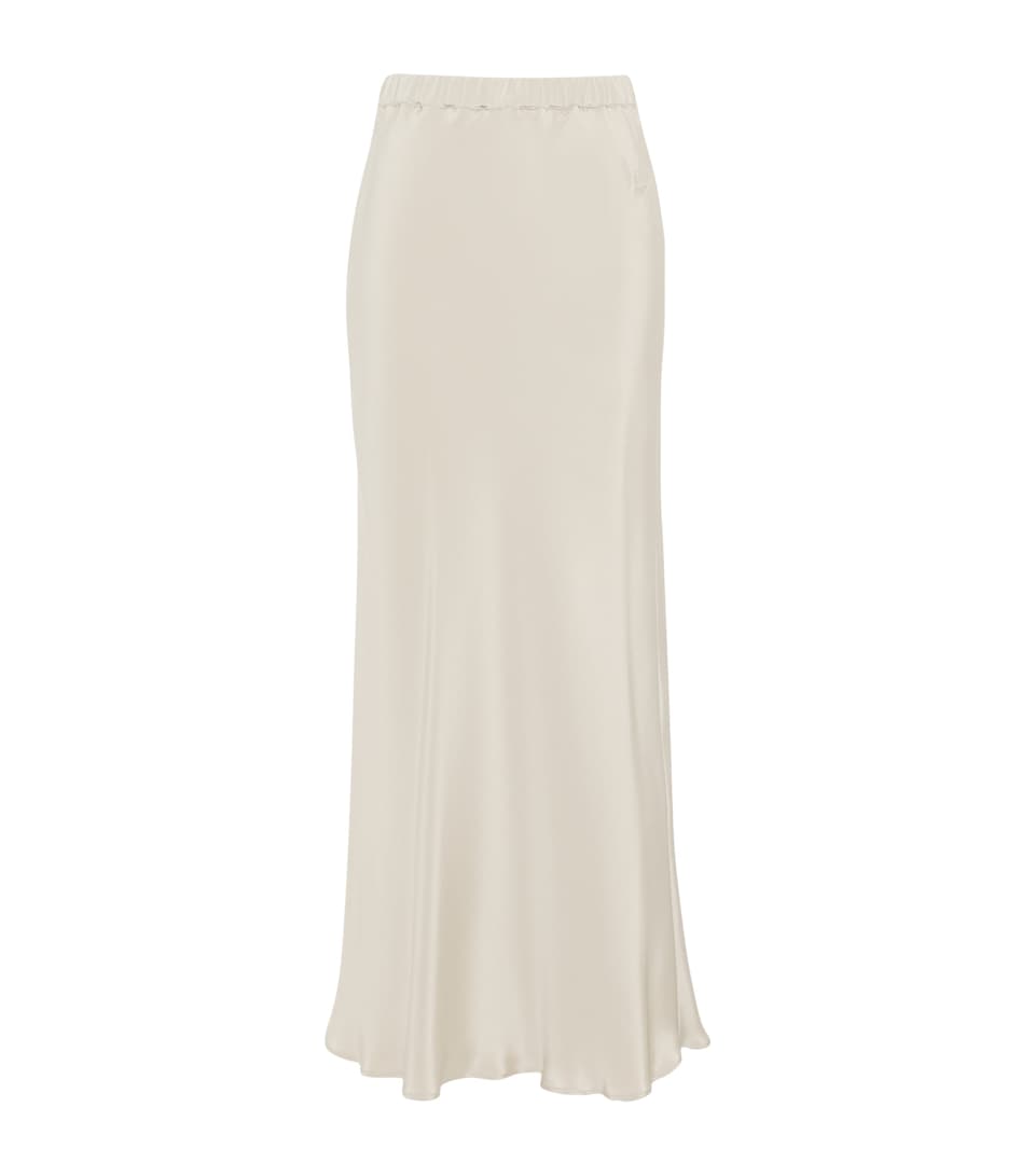 Max Mara Womens Silk Maxi Skirt Stone
